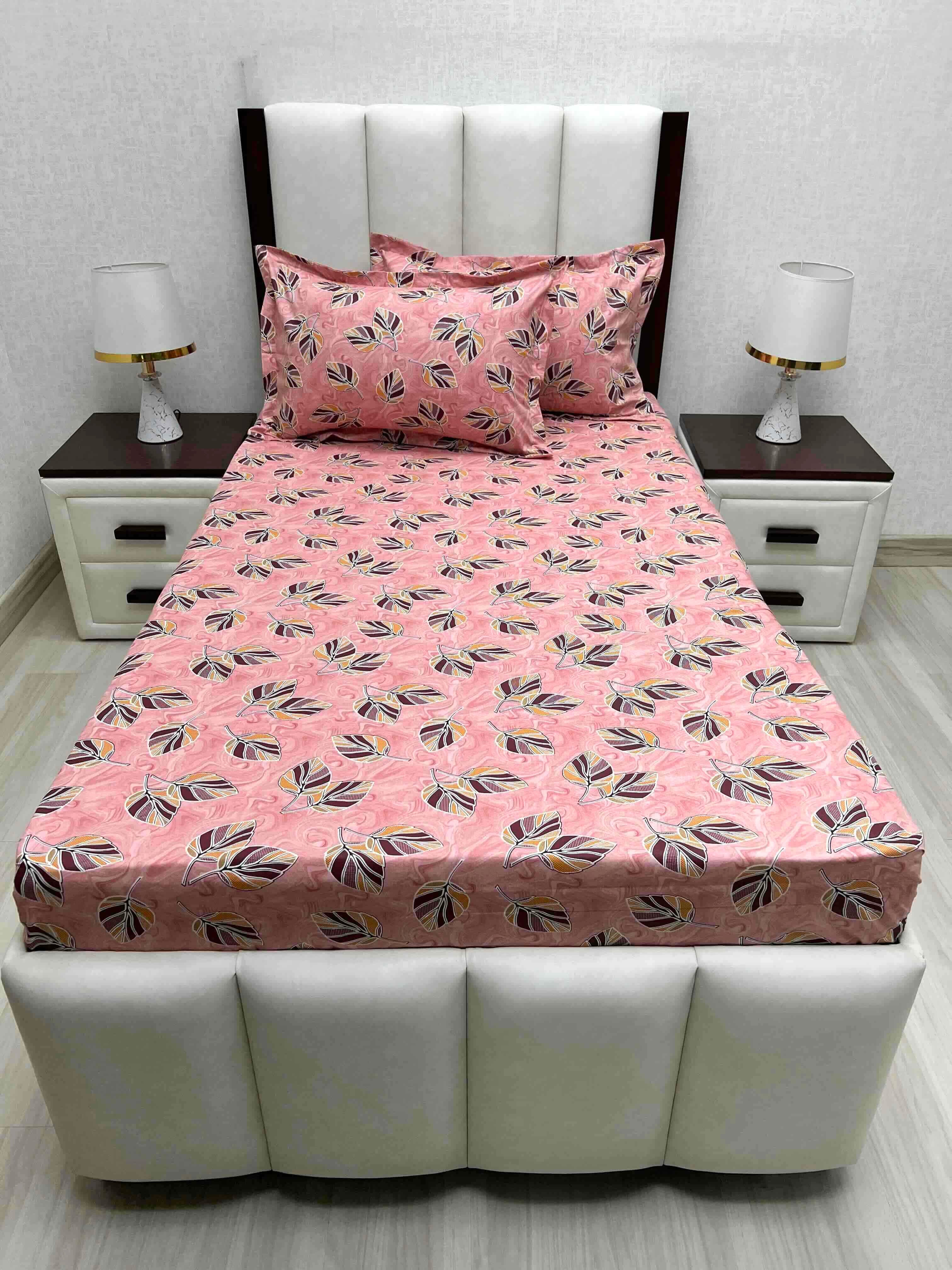 A-4696 - Pure Cotton 180 TC Single Bedsheet (173X236) with Two Pillow Covers (43X69)