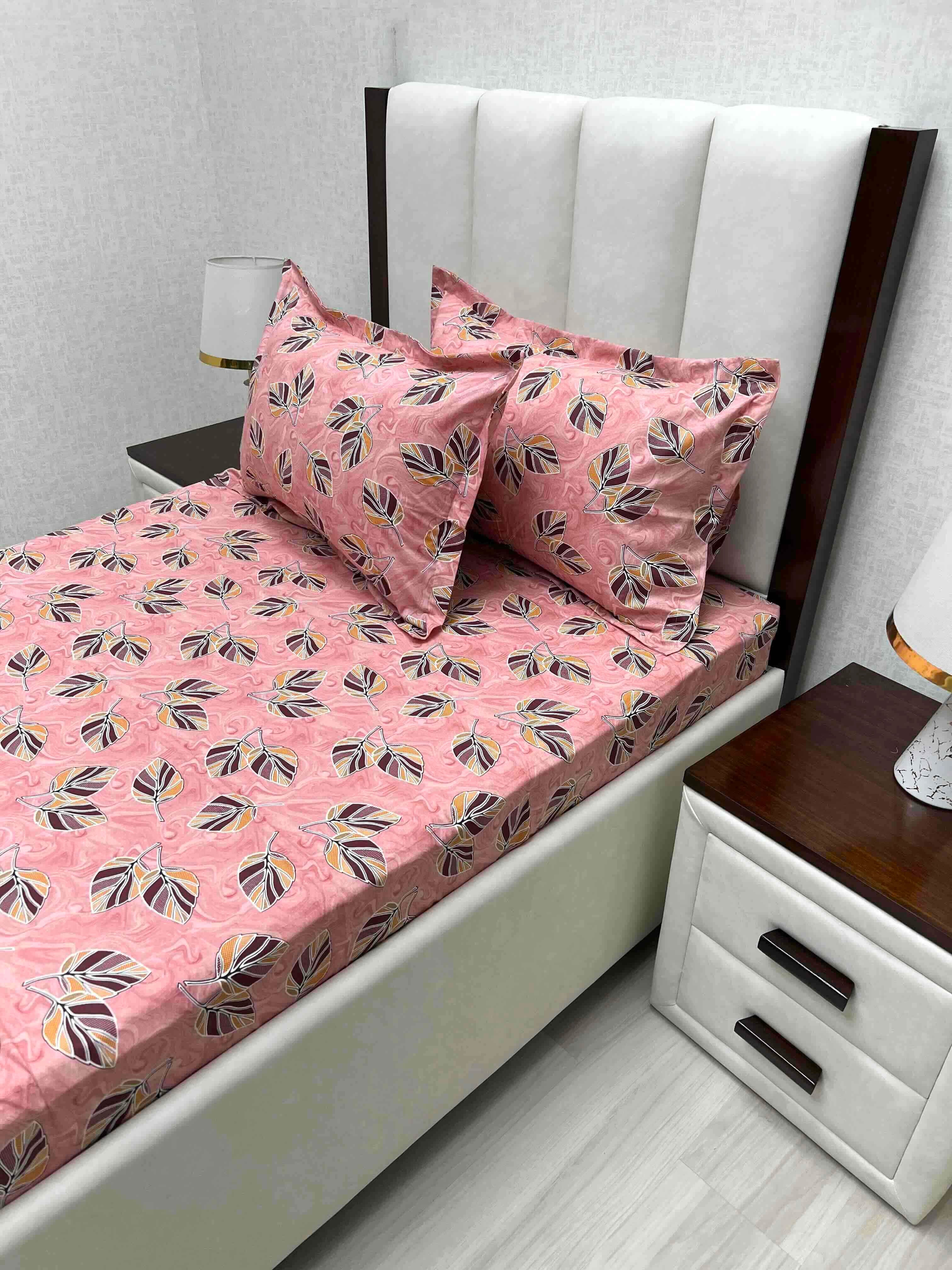 A-4696 - Pure Cotton 180 TC Single Bedsheet (173X236) with Two Pillow Covers (43X69)