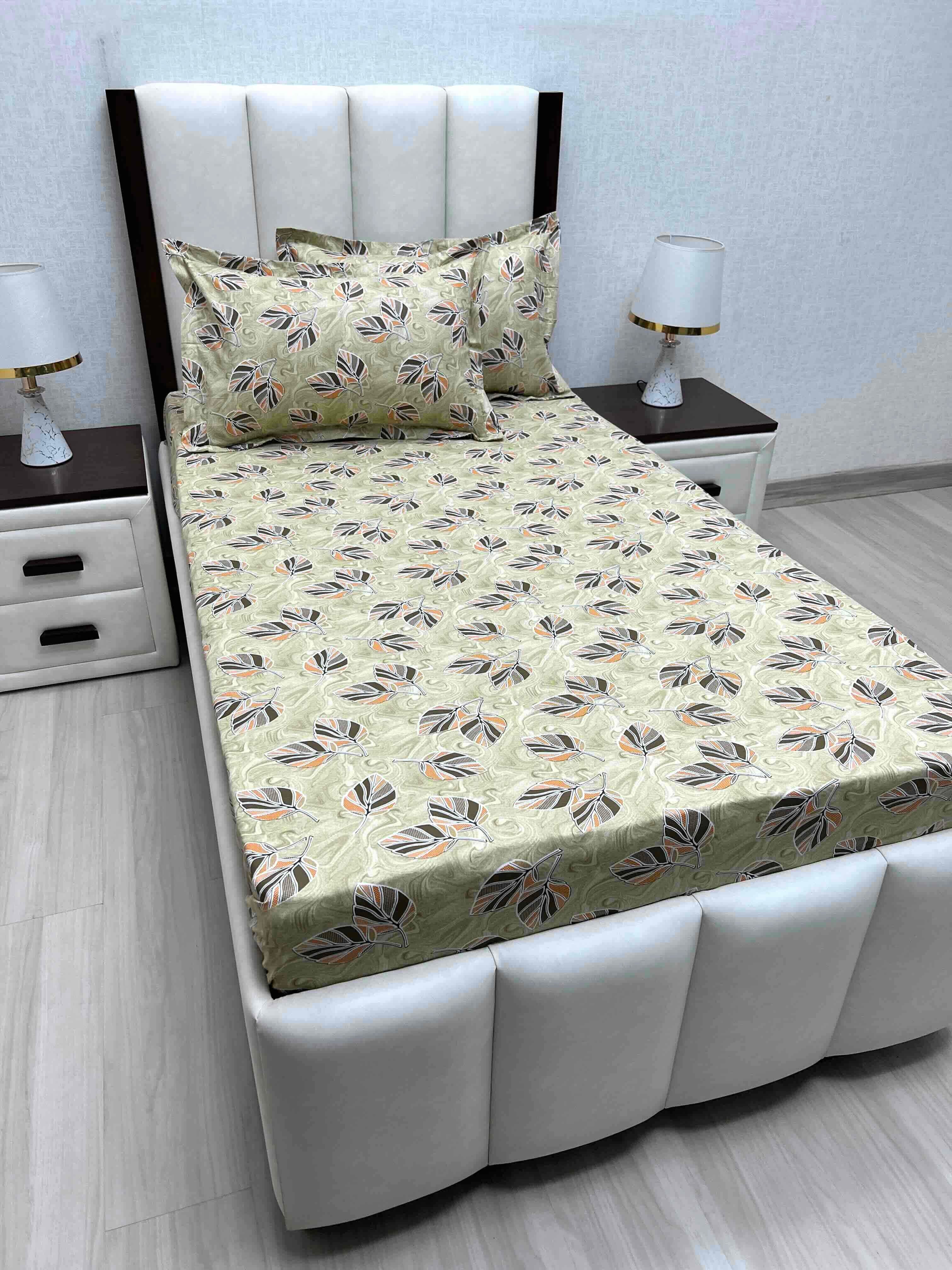 A-4697 - Pure Cotton 180 TC Single Bedsheet (173X236) with Two Pillow Covers (43X69)