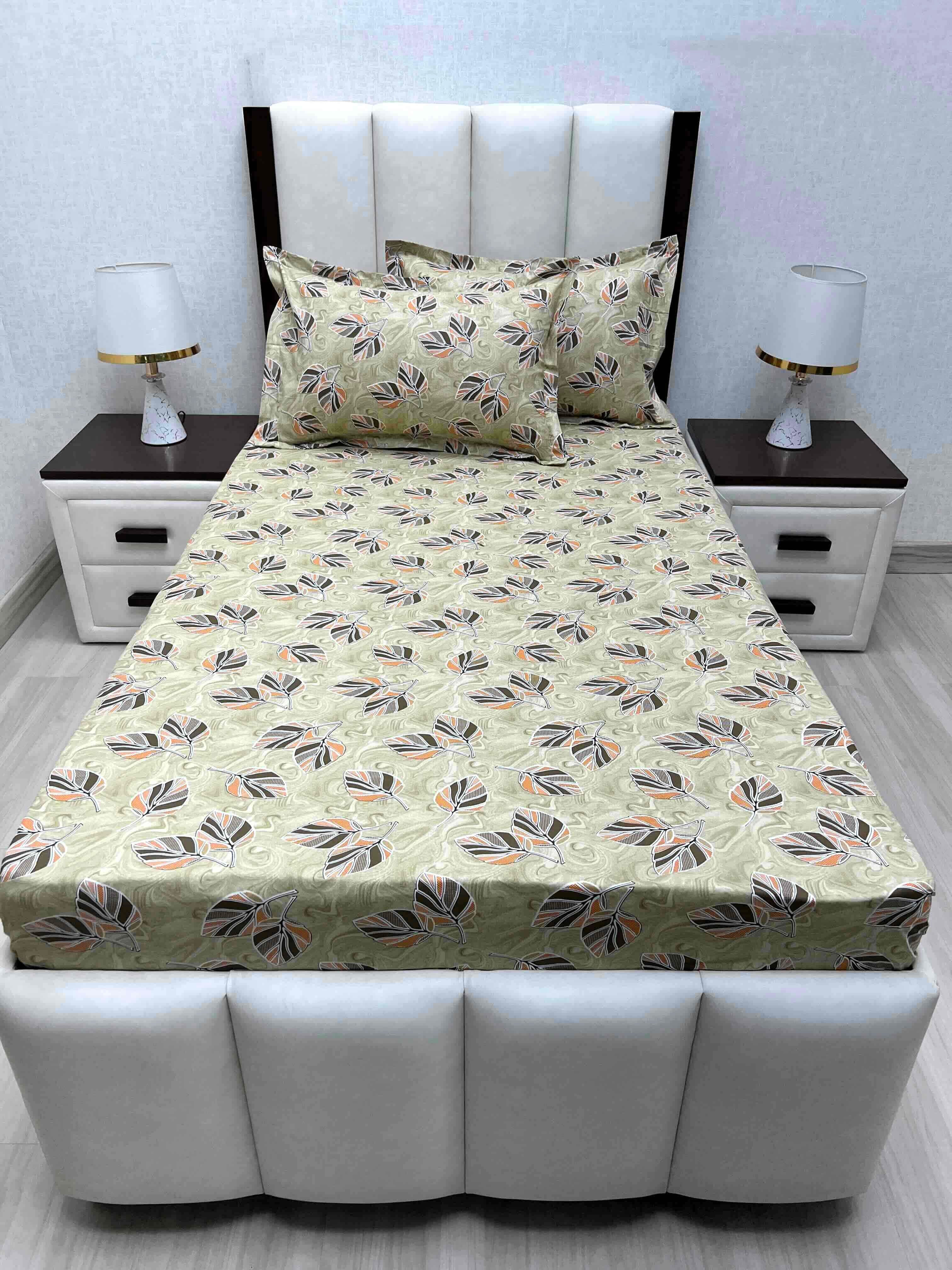 A-4697 - Pure Cotton 180 TC Single Bedsheet (173X236) with Two Pillow Covers (43X69)