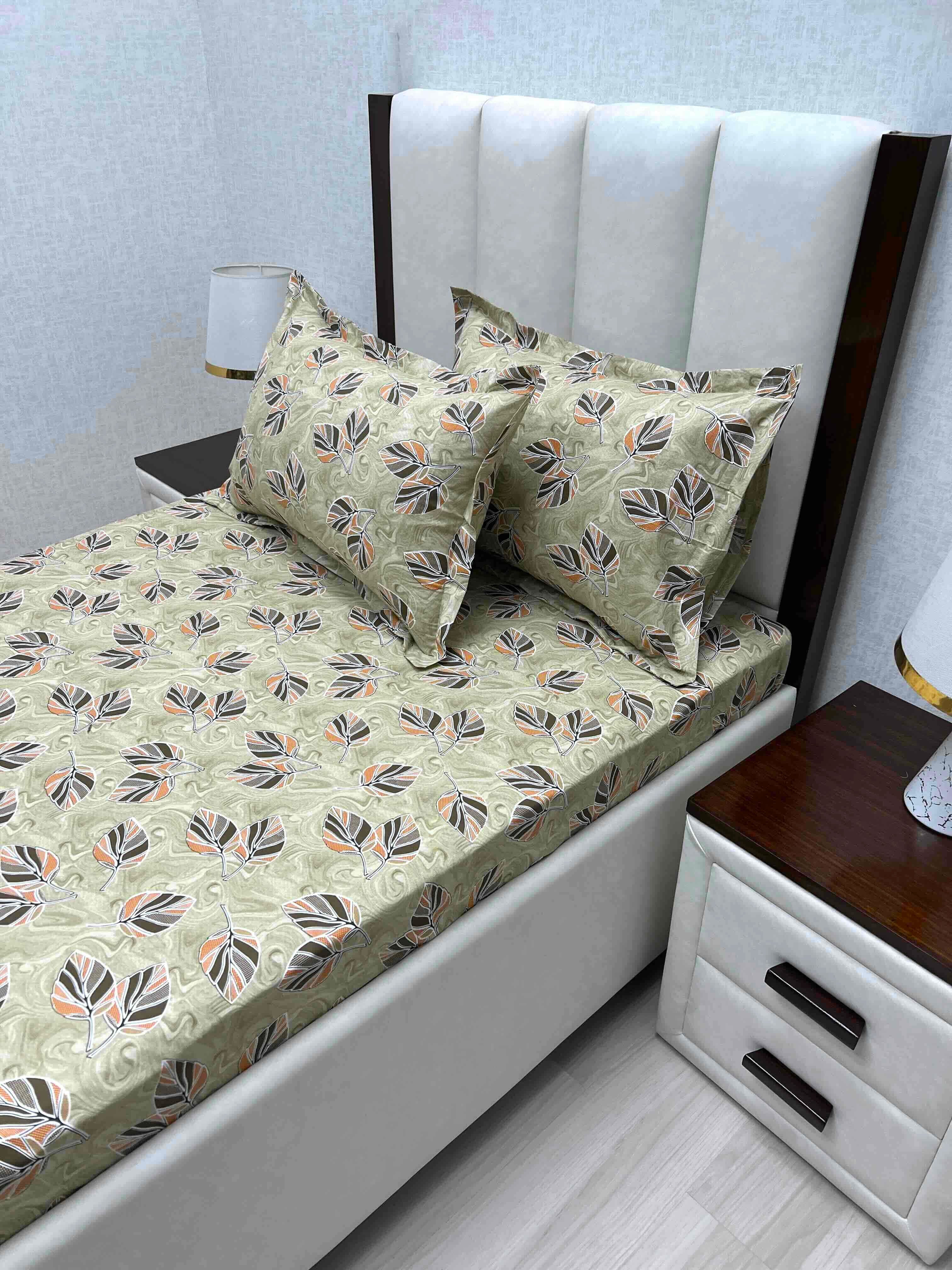 A-4697 - Pure Cotton 180 TC Single Bedsheet (173X236) with Two Pillow Covers (43X69)