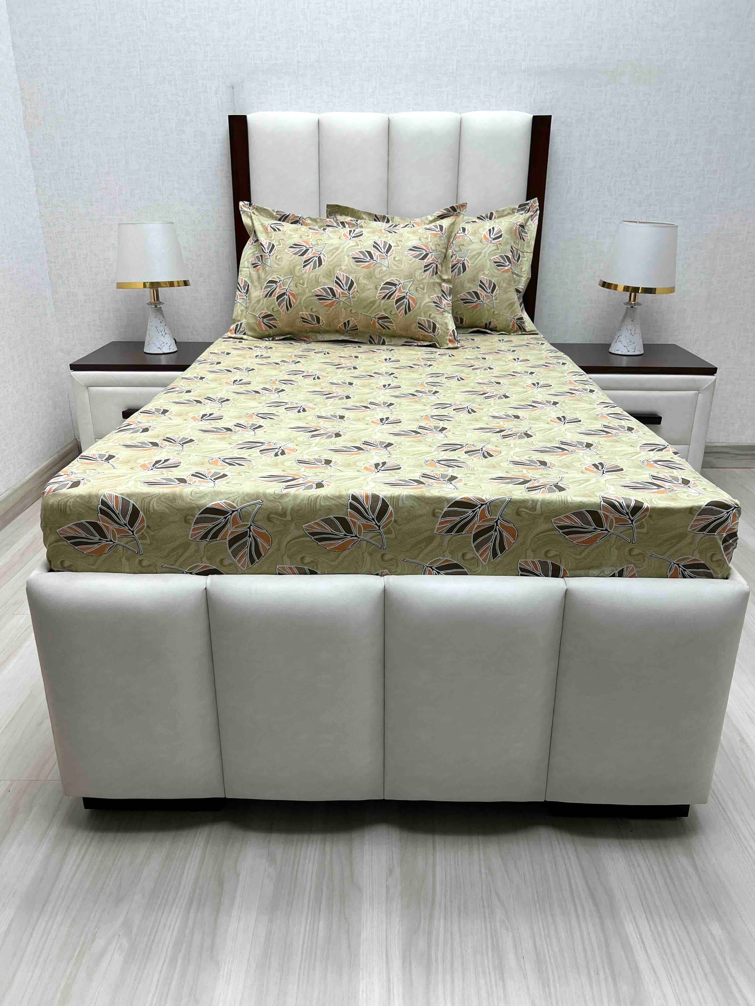 A-4697 - Pure Cotton 180 TC Single Bedsheet (173X236) with Two Pillow Covers (43X69)