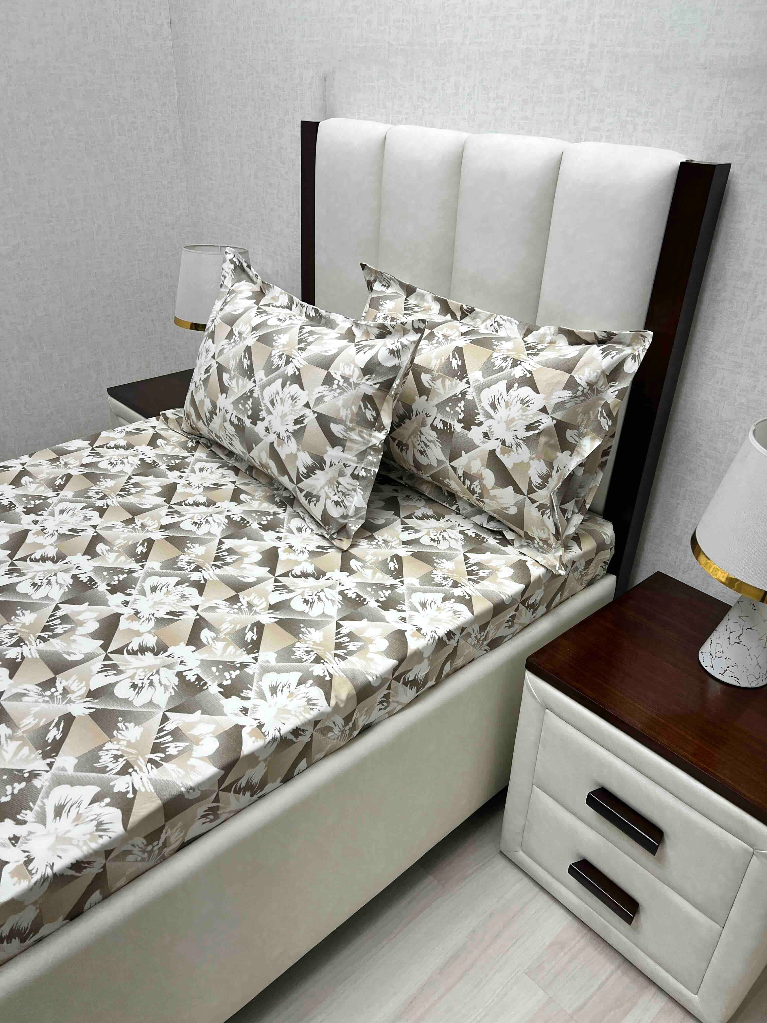 A-4699 - Pure Cotton 180 TC Single Bedsheet (173X236) with Two Pillow Covers (43X69)