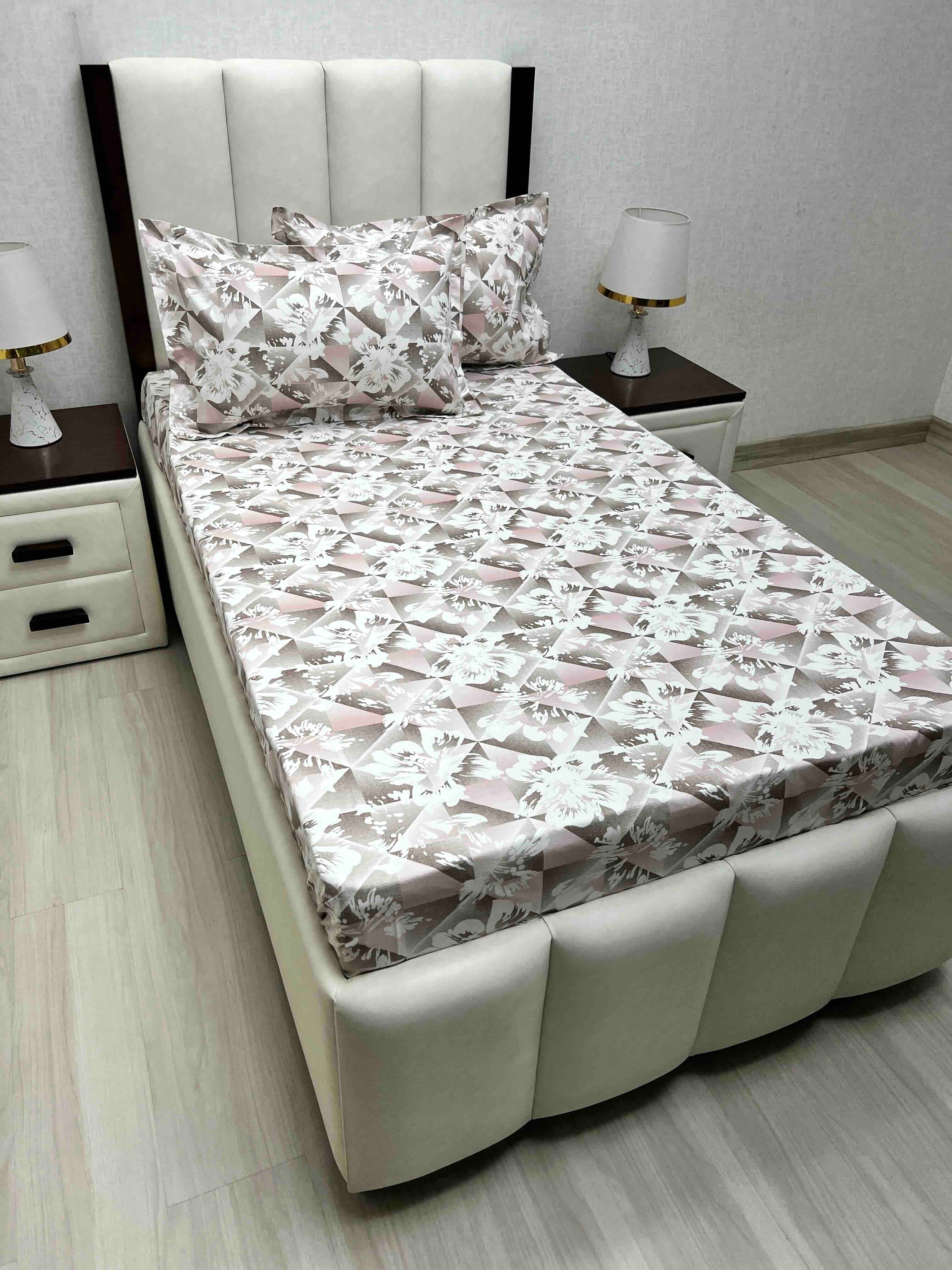 A-4700 - Pure Cotton 180 TC Single Bedsheet (173X236) with Two Pillow Covers (43X69)