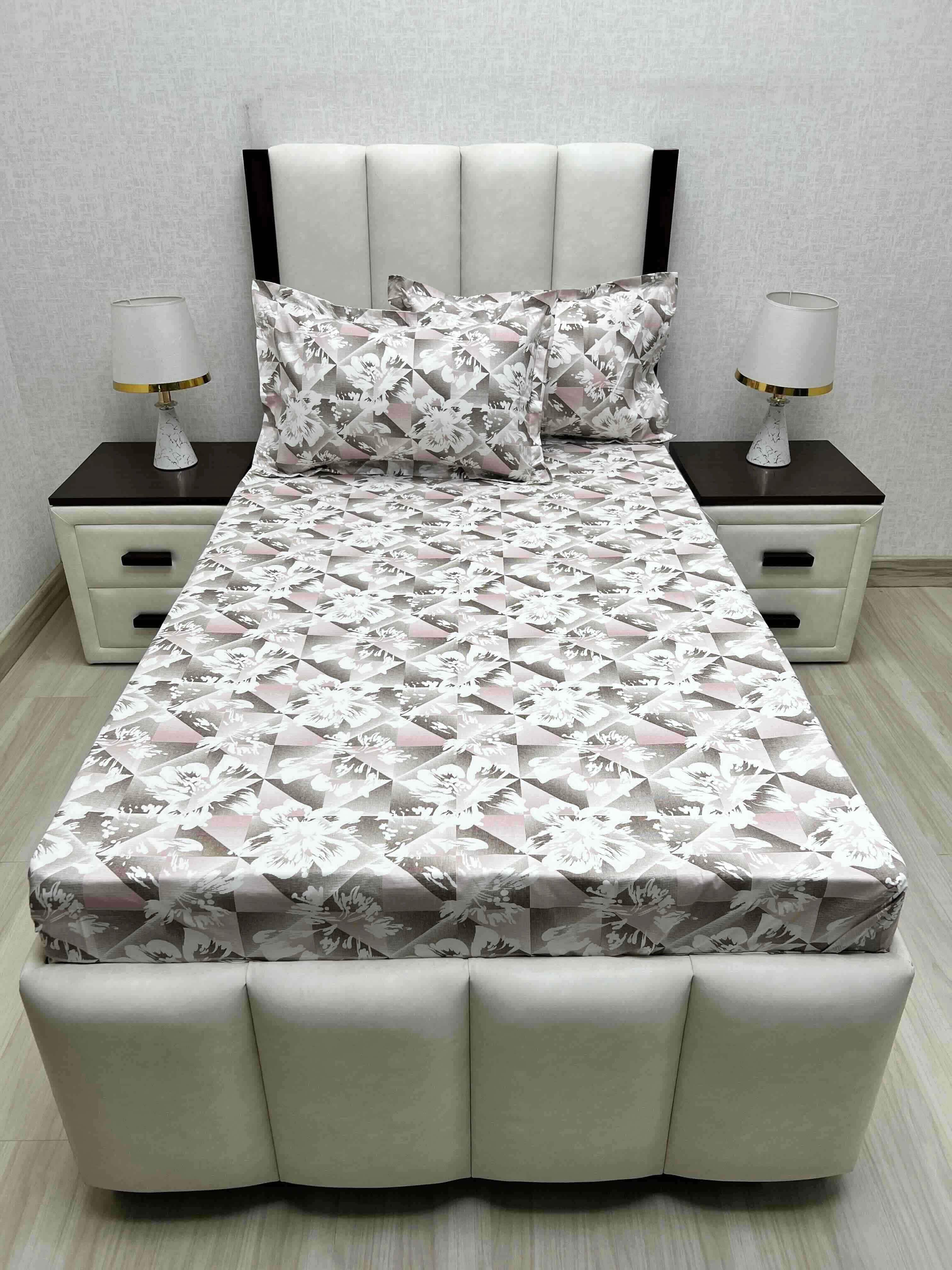 A-4700 - Pure Cotton 180 TC Single Bedsheet (173X236) with Two Pillow Covers (43X69)