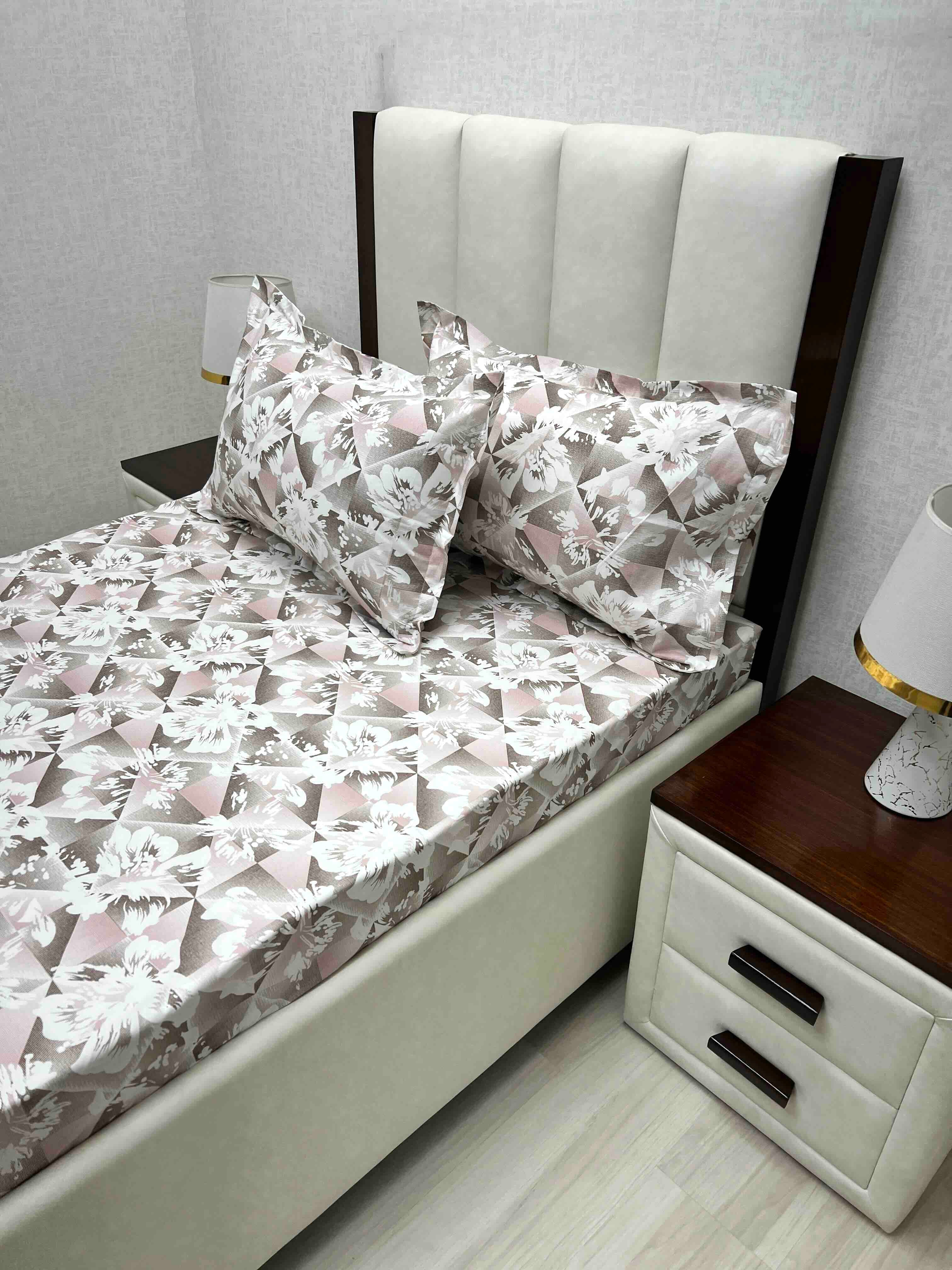 A-4700 - Pure Cotton 180 TC Single Bedsheet (173X236) with Two Pillow Covers (43X69)