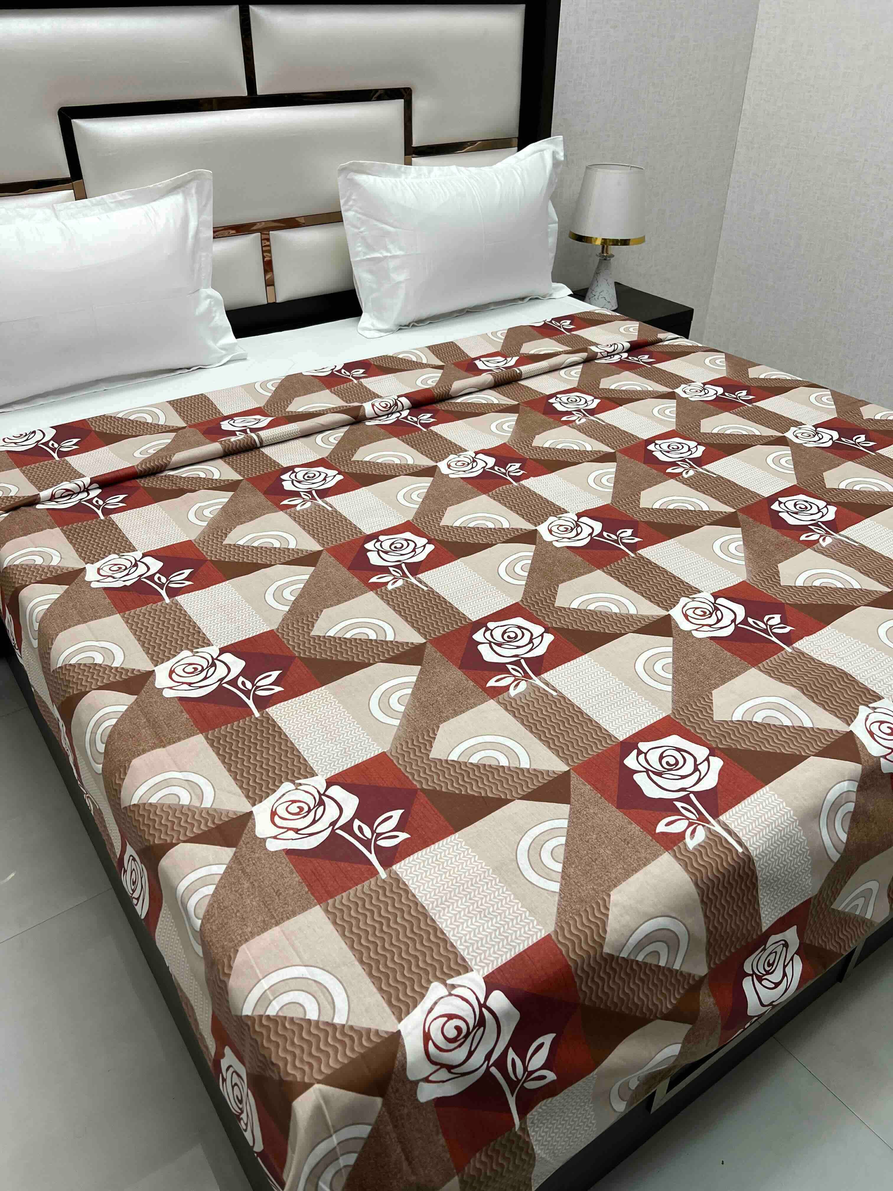 A-4702 - Pure Cotton 180 TC King Size Duvet Cover / Razaai Cover / Quilt Cover / Dohar Cover (223X243) for Double Bed Size with Heavy Zipper