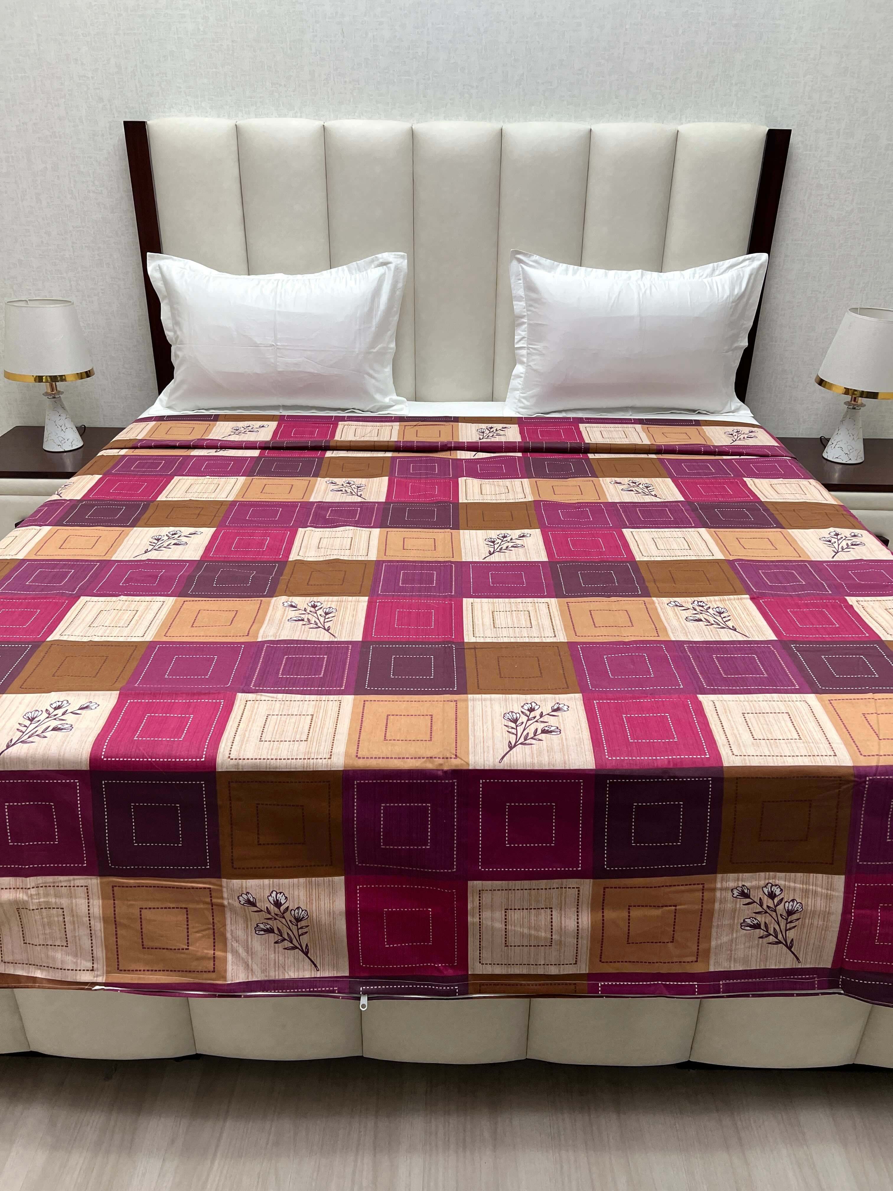 A-4708 - Pure Cotton 180 TC King Size Duvet Cover / Razaai Cover / Quilt Cover / Dohar Cover (223X243) for Double Bed Size with Heavy Zipper