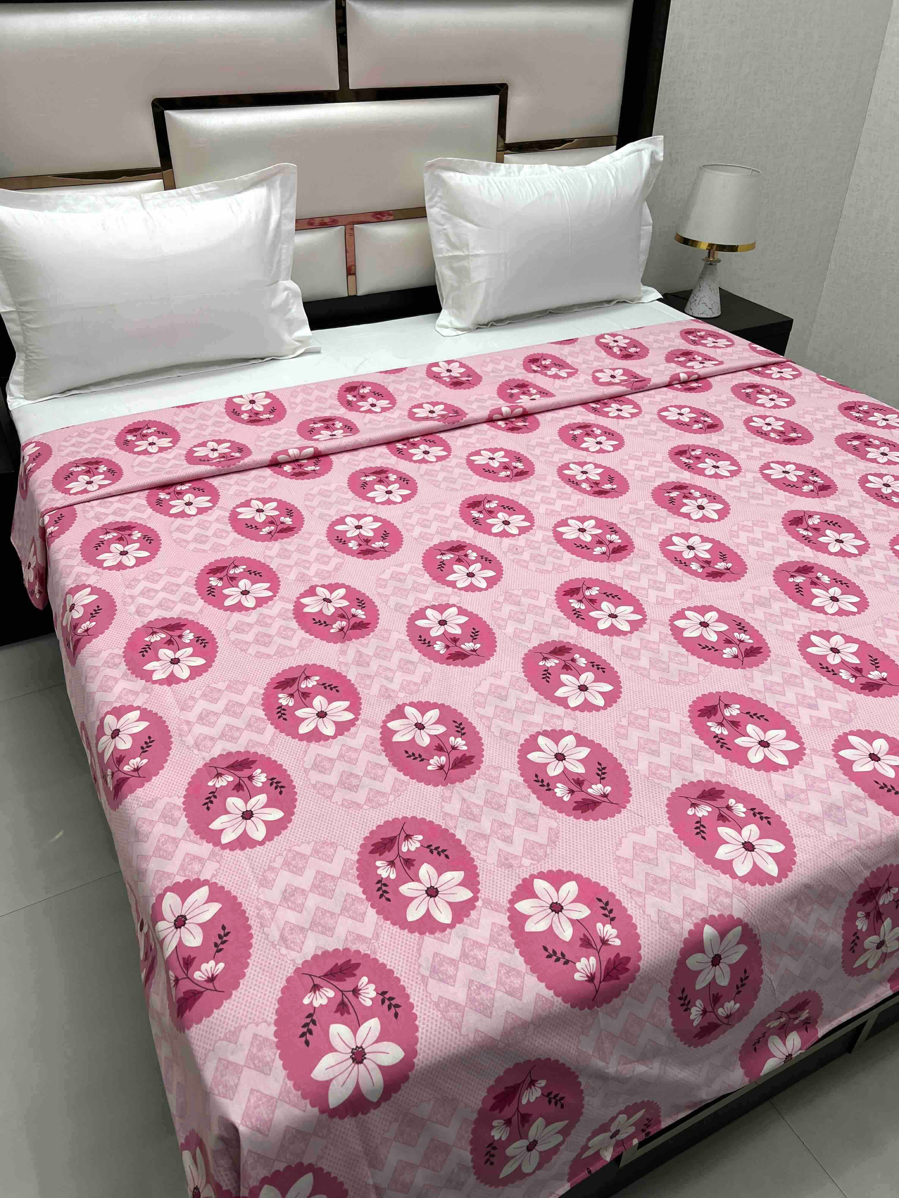 A-4710 - Pure Cotton 180 TC King Size Duvet Cover / Razaai Cover / Quilt Cover / Dohar Cover (223X243) for Double Bed Size with Heavy Zipper