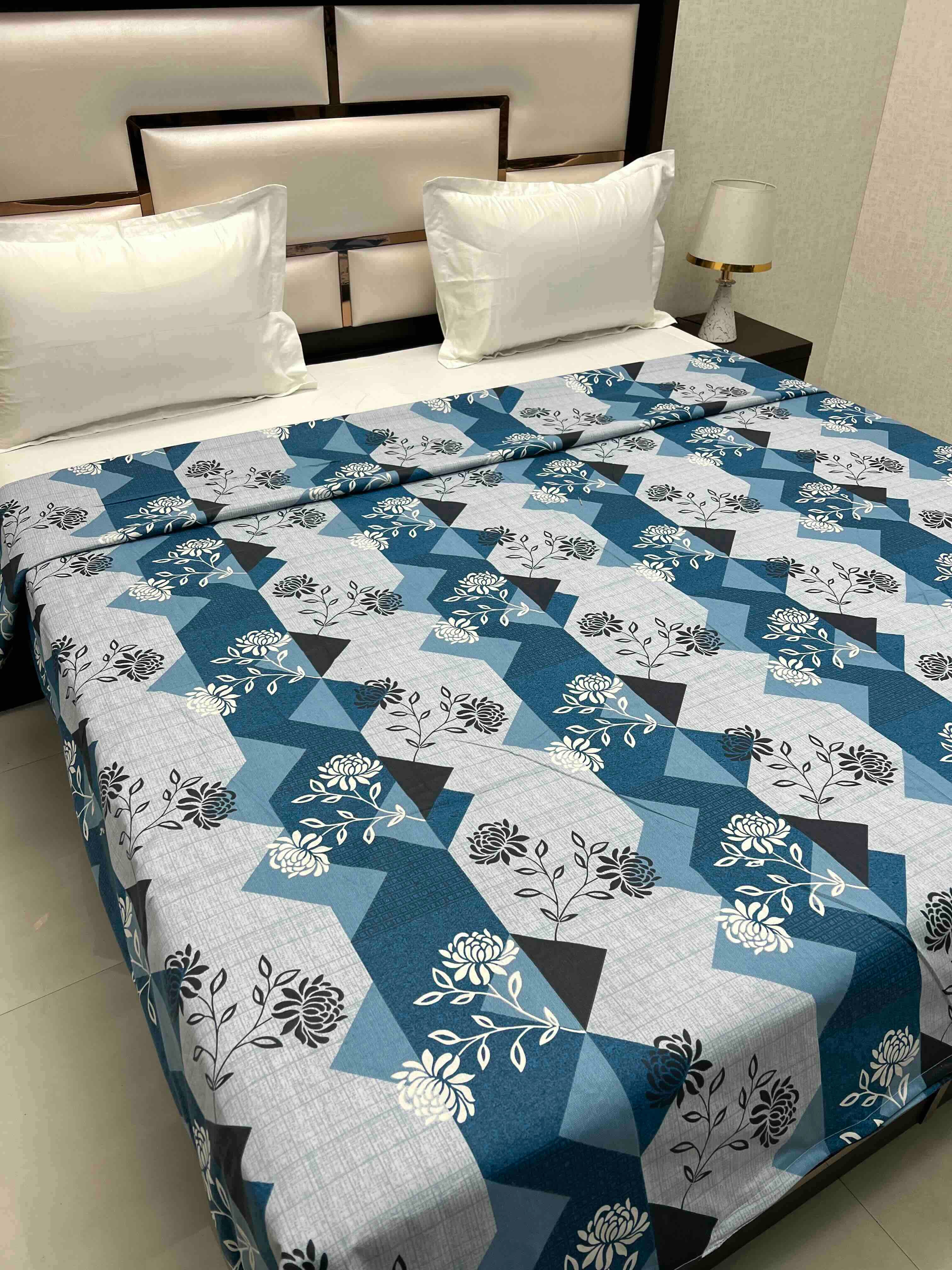 A-4713 - Pure Cotton 180 TC King Size Duvet Cover / Razaai Cover / Quilt Cover / Dohar Cover (223X243) for Double Bed Size with Heavy Zipper