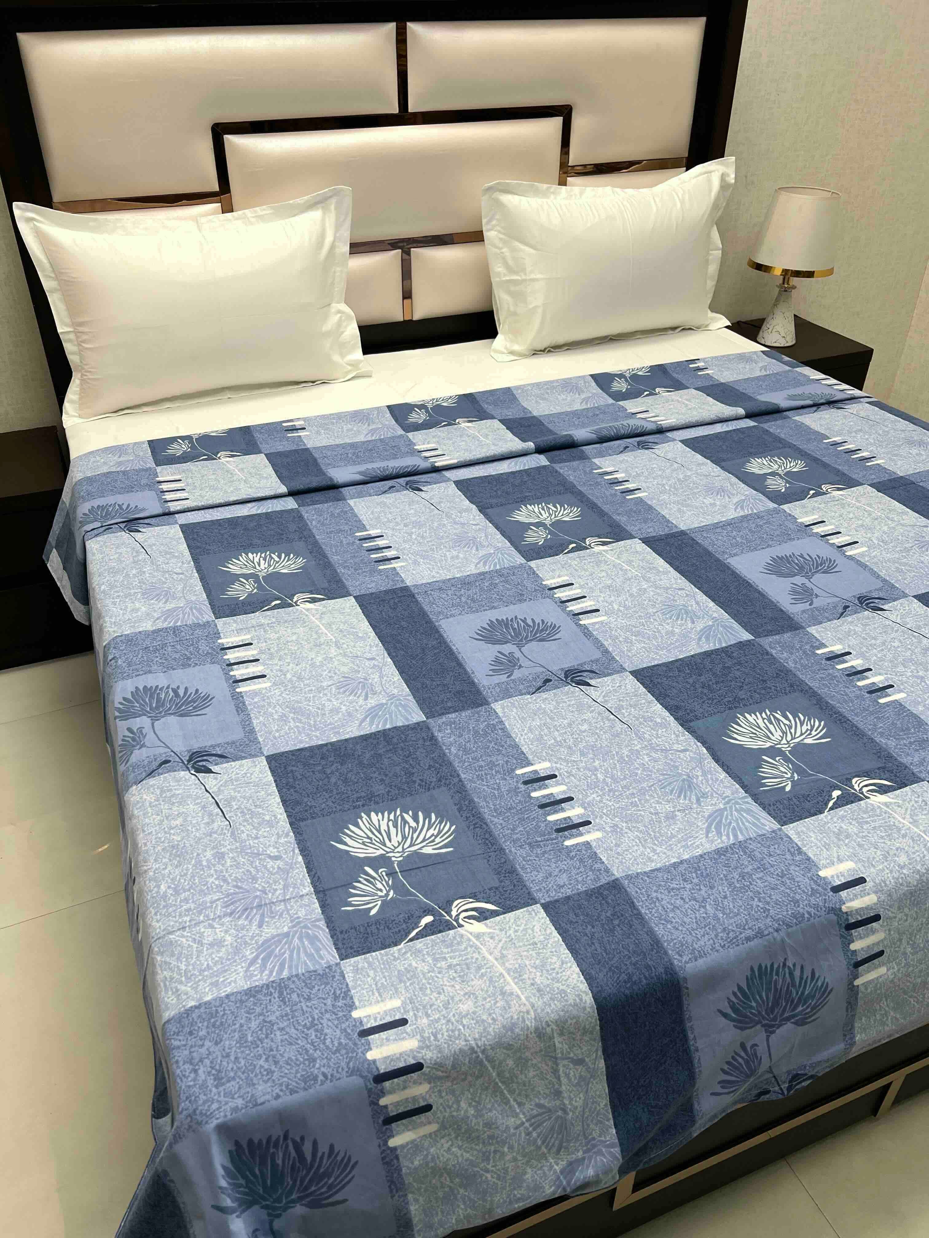 A-4714 - Pure Cotton 180 TC King Size Duvet Cover / Razaai Cover / Quilt Cover / Dohar Cover (223X243) for Double Bed Size with Heavy Zipper