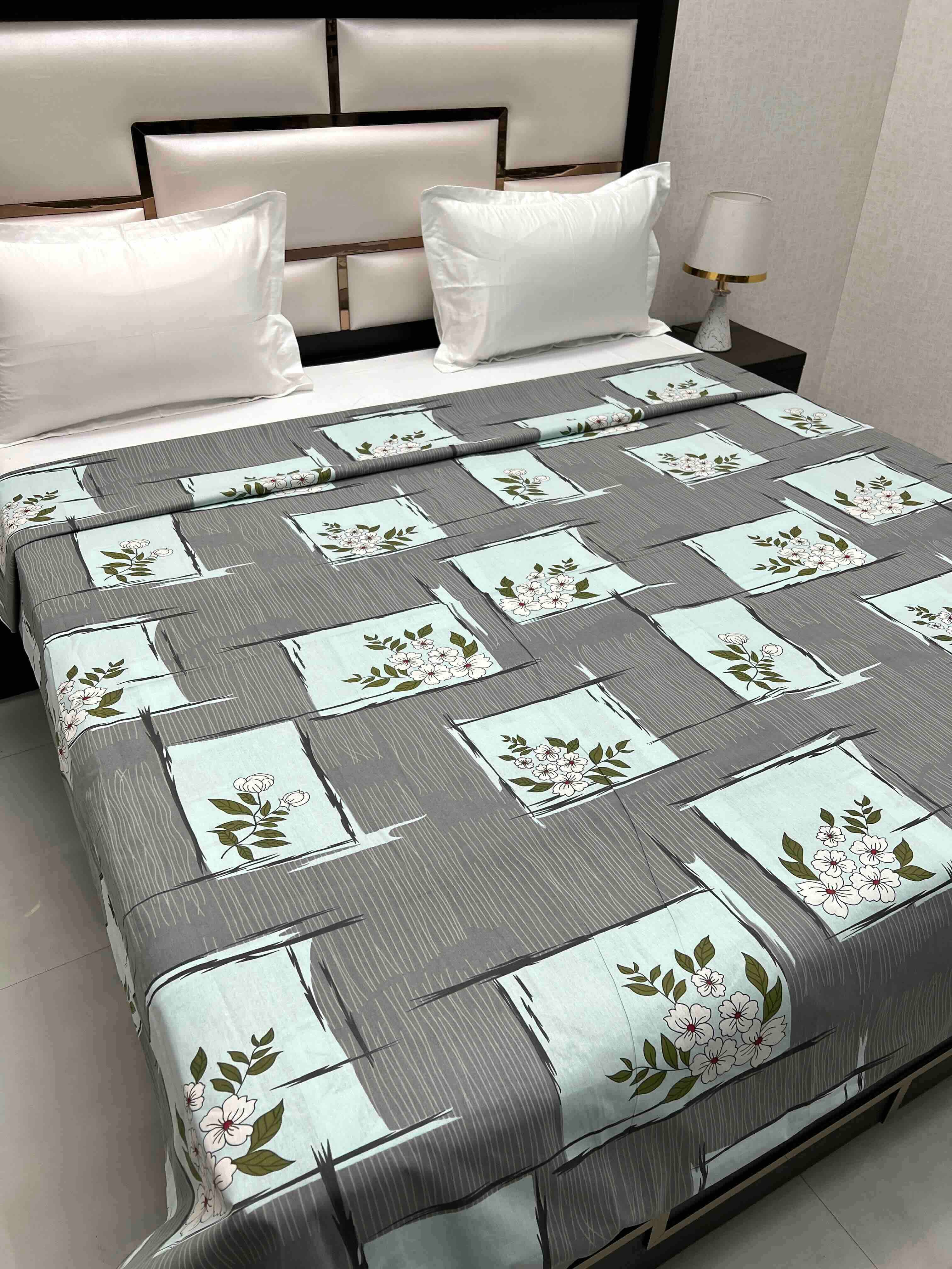 A-4715 - Pure Cotton 180 TC King Size Duvet Cover / Razaai Cover / Quilt Cover / Dohar Cover (223X243) for Double Bed Size with Heavy Zipper