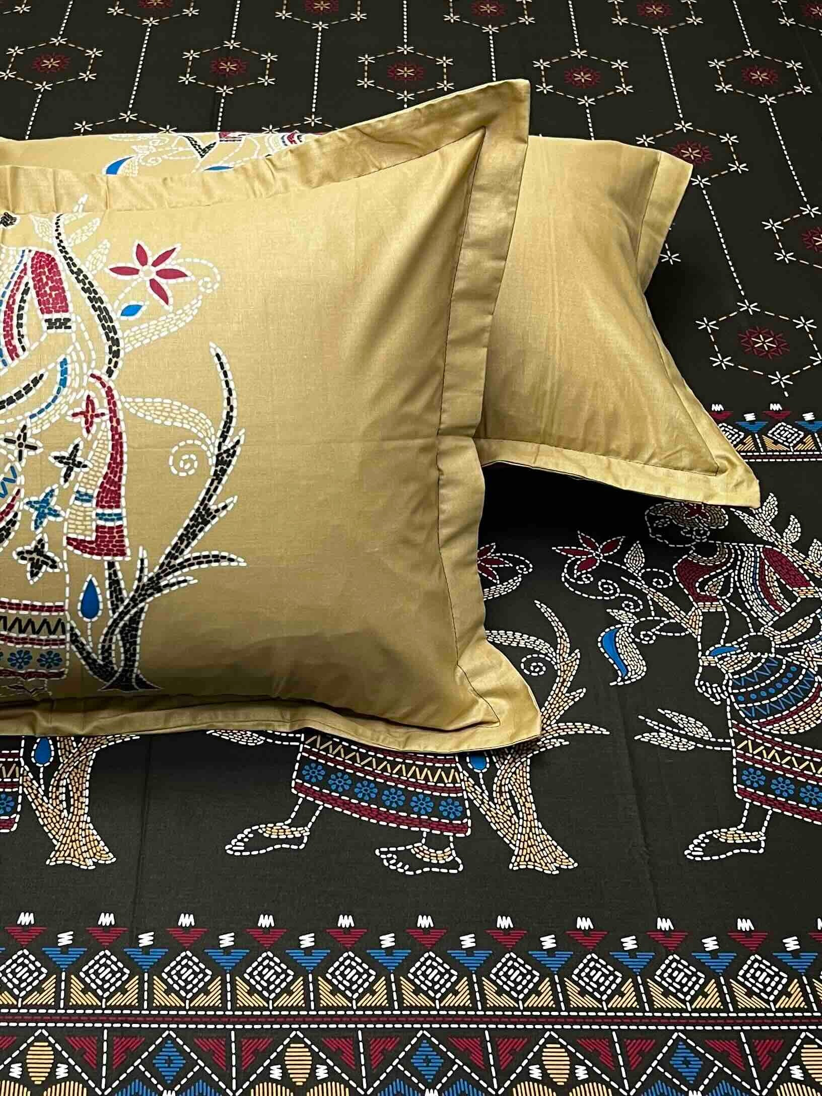 A-4724 - Pure Cotton 210 TC King Size Double Bedsheet (274X274) with Two Pillow Covers (50X76)