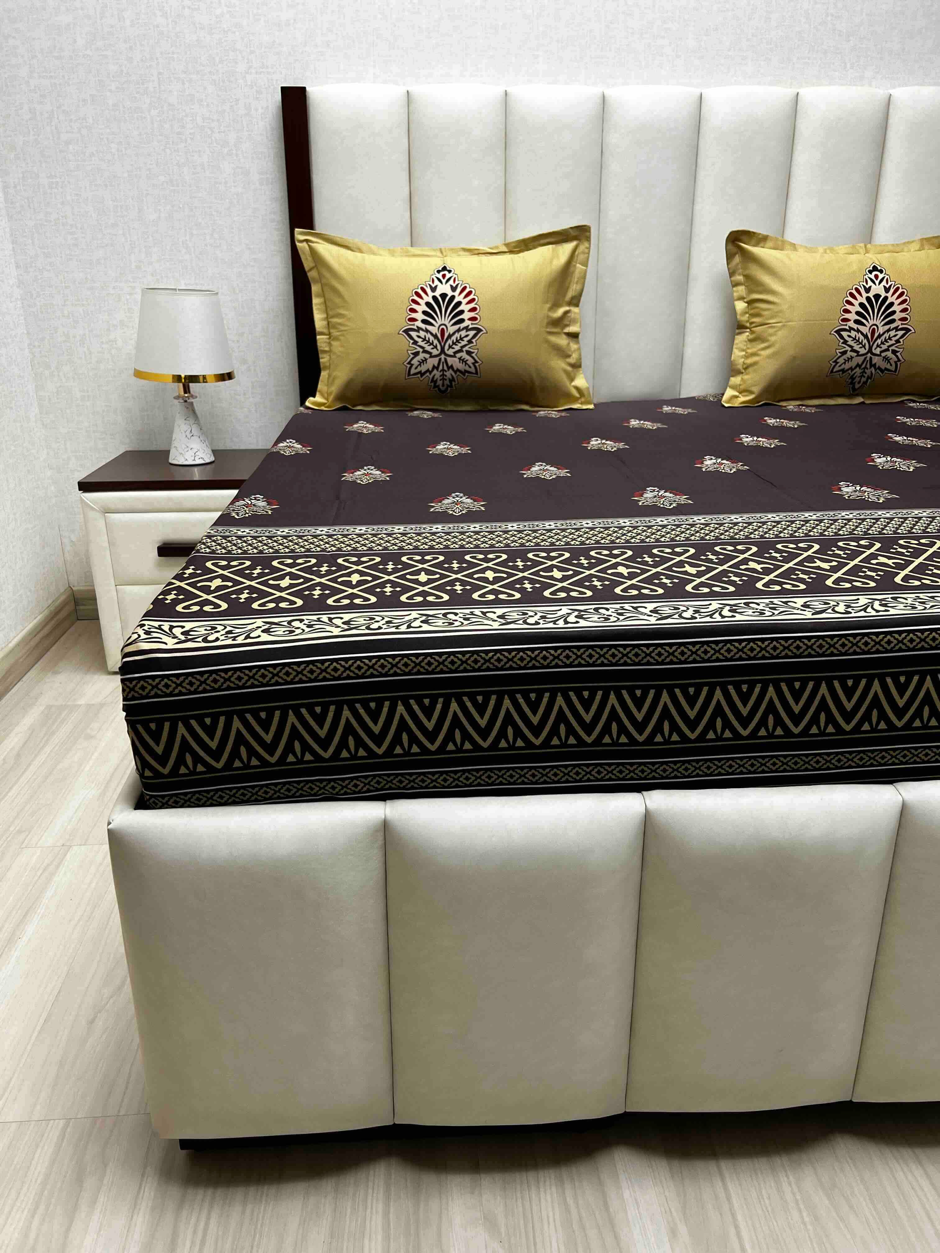 A-4725 - Pure Cotton 210 TC King Size Double Bedsheet (274X274) with Two Pillow Covers (50X76)