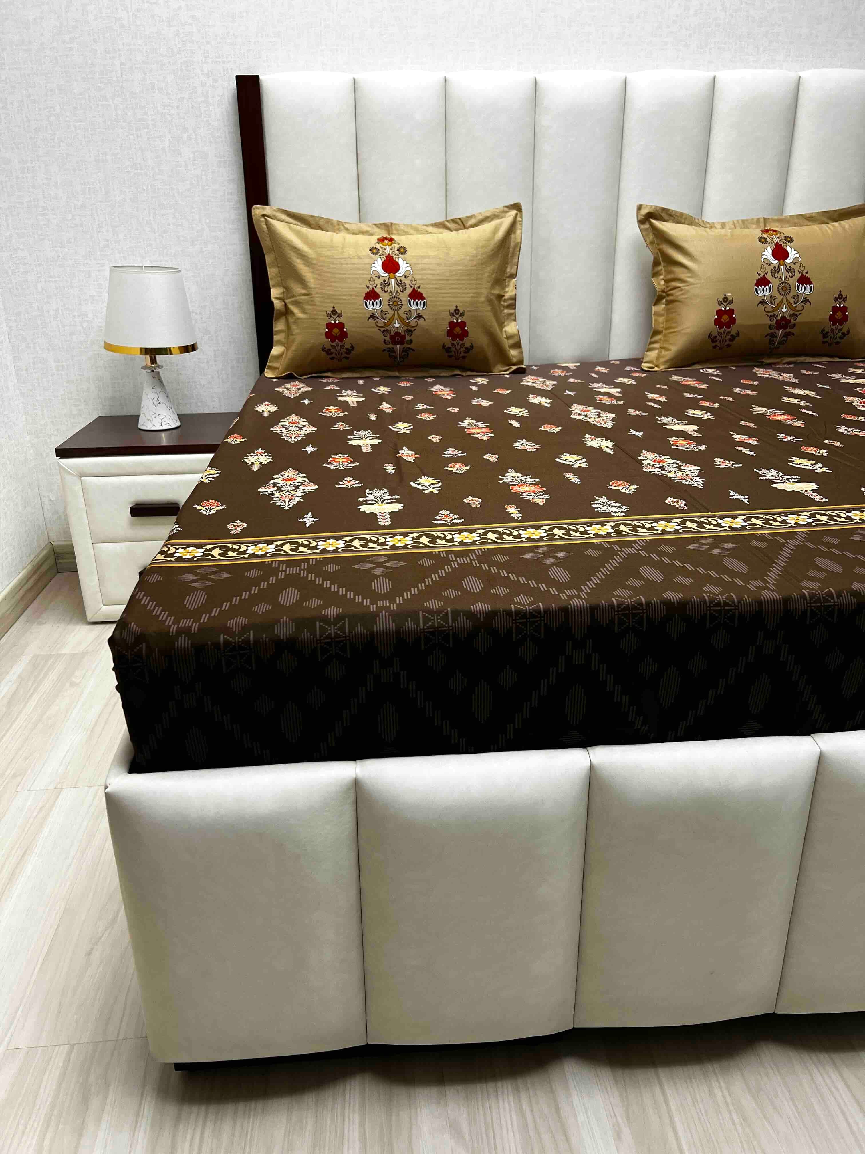 A-4726 - Pure Cotton 210 TC King Size Double Bedsheet (274X274) with Two Pillow Covers (50X76)