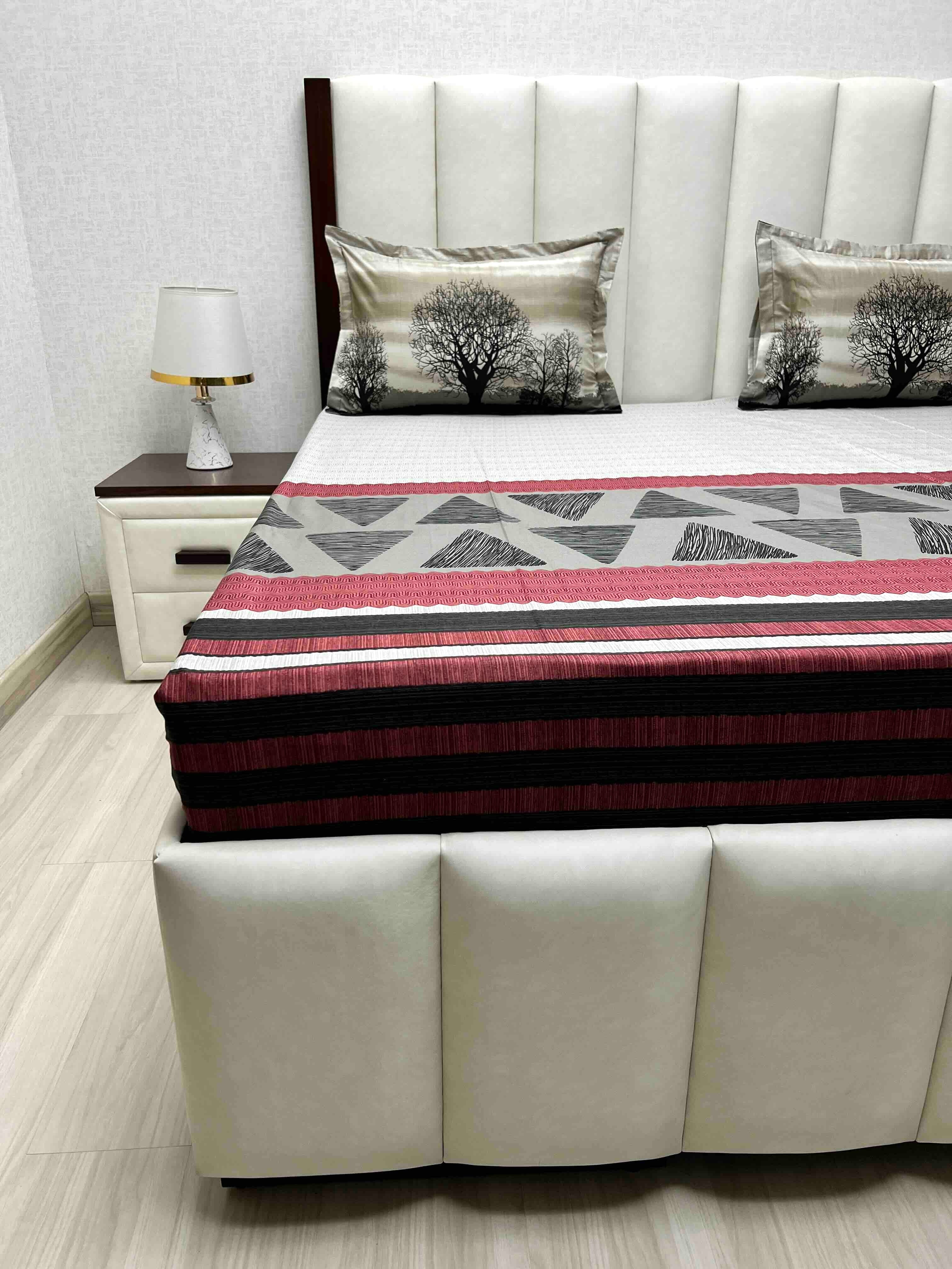 A-4729 - Pure Cotton 210 TC King Size Double Bedsheet (274X274) with Two Pillow Covers (50X76)