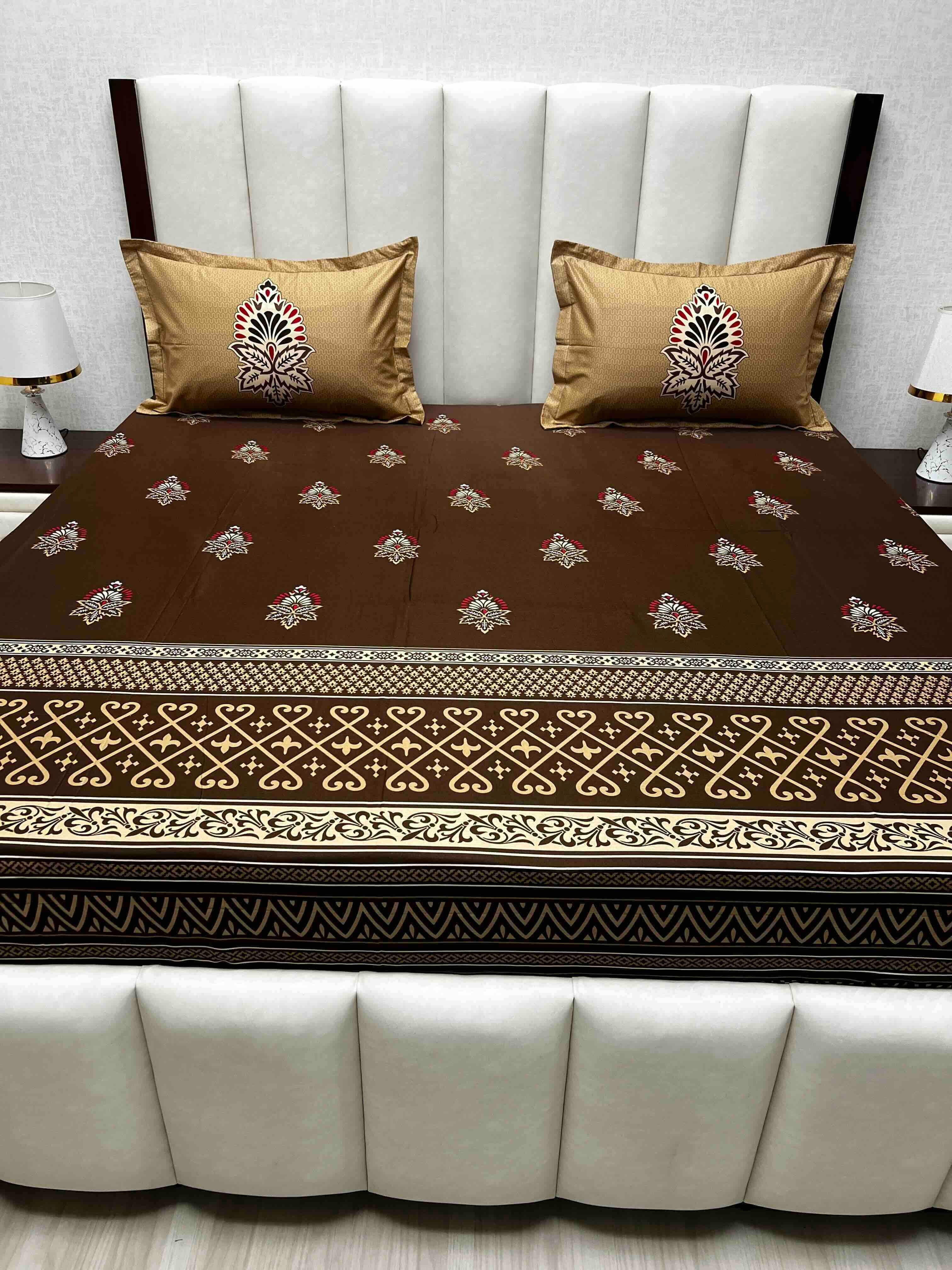 A-4731 - Pure Cotton 210 TC King Size Double Bedsheet (274X274) with Two Pillow Covers (50X76)