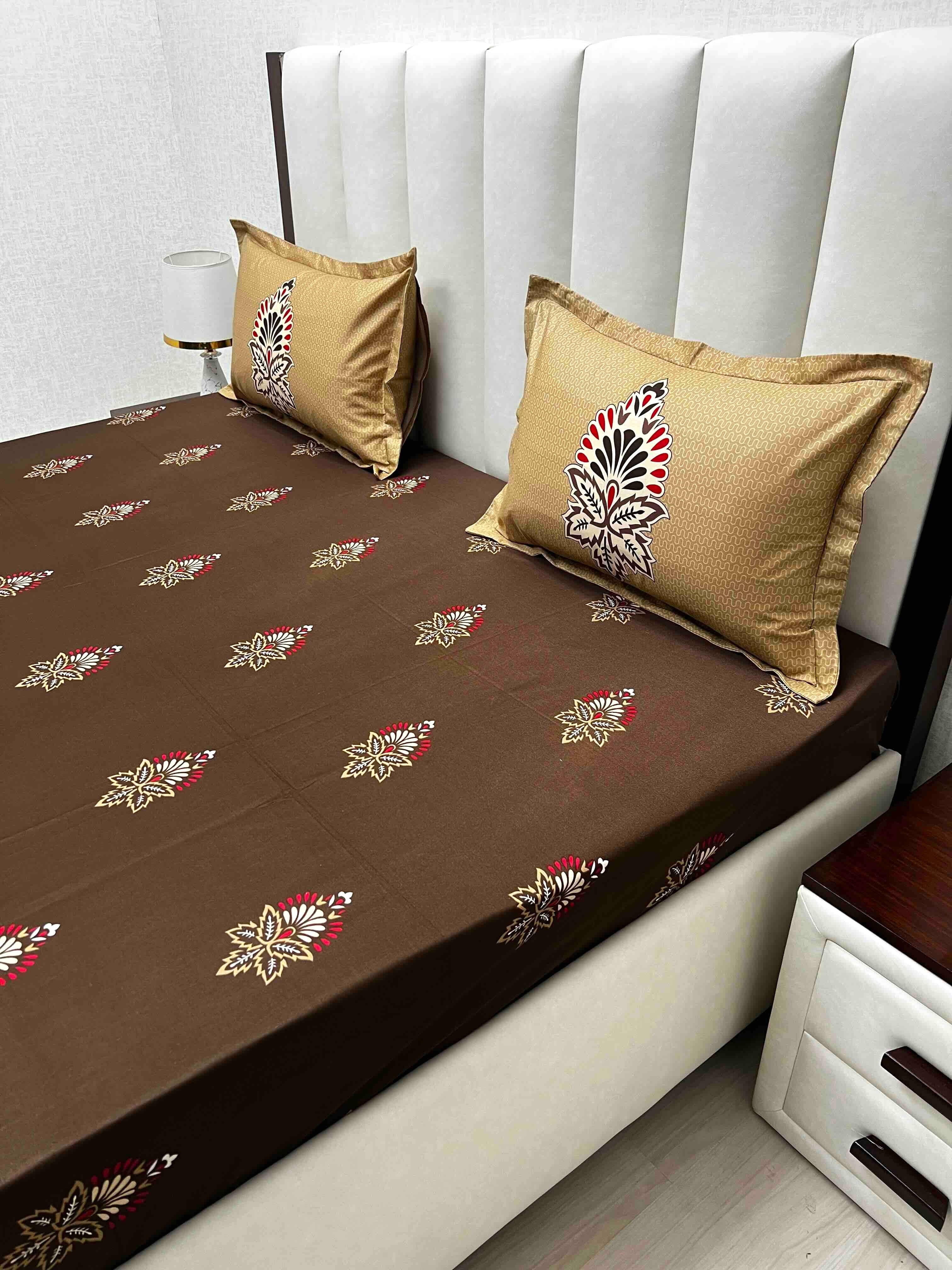 A-4731 - Pure Cotton 210 TC King Size Double Bedsheet (274X274) with Two Pillow Covers (50X76)