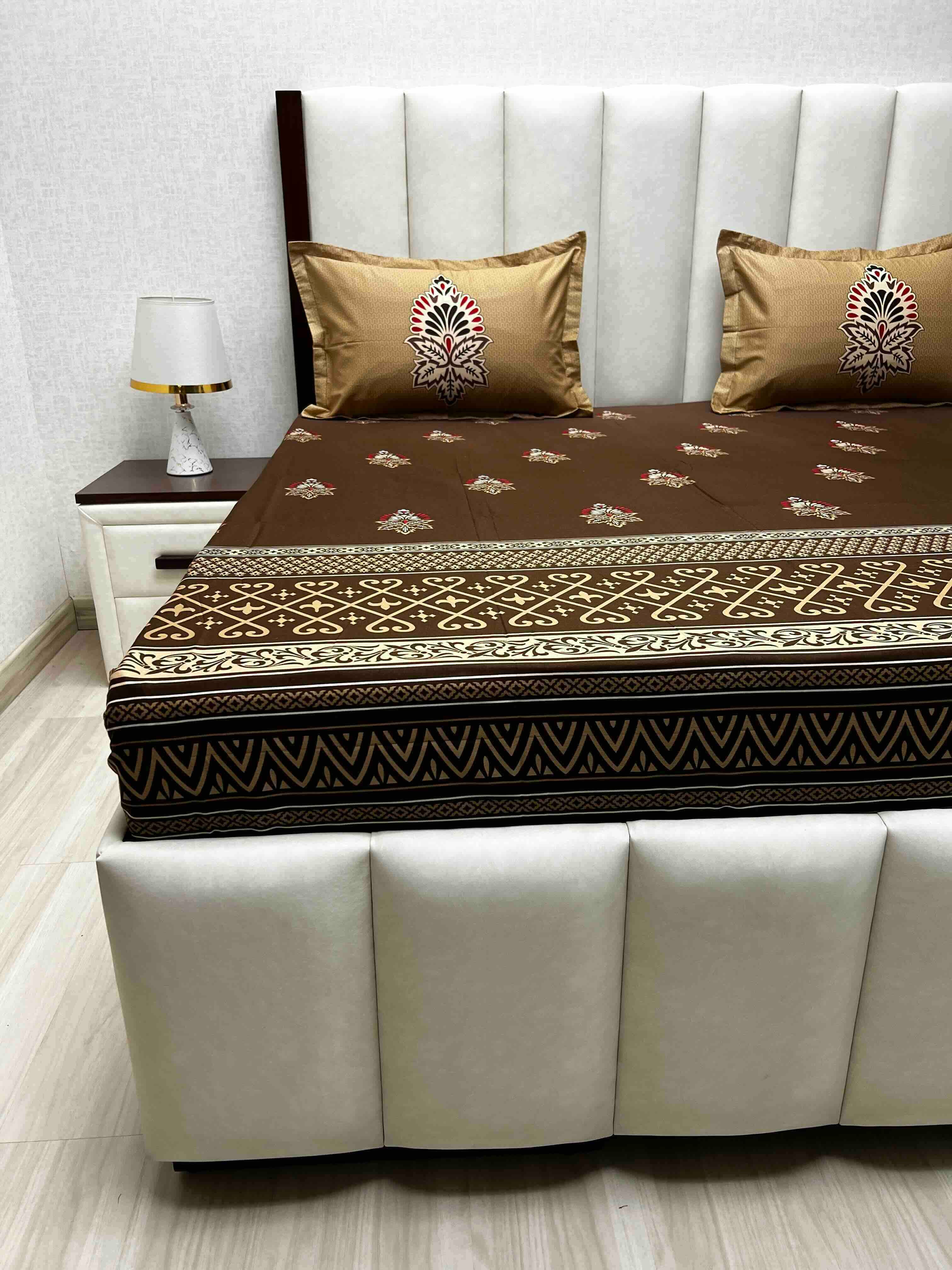 A-4731 - Pure Cotton 210 TC King Size Double Bedsheet (274X274) with Two Pillow Covers (50X76)