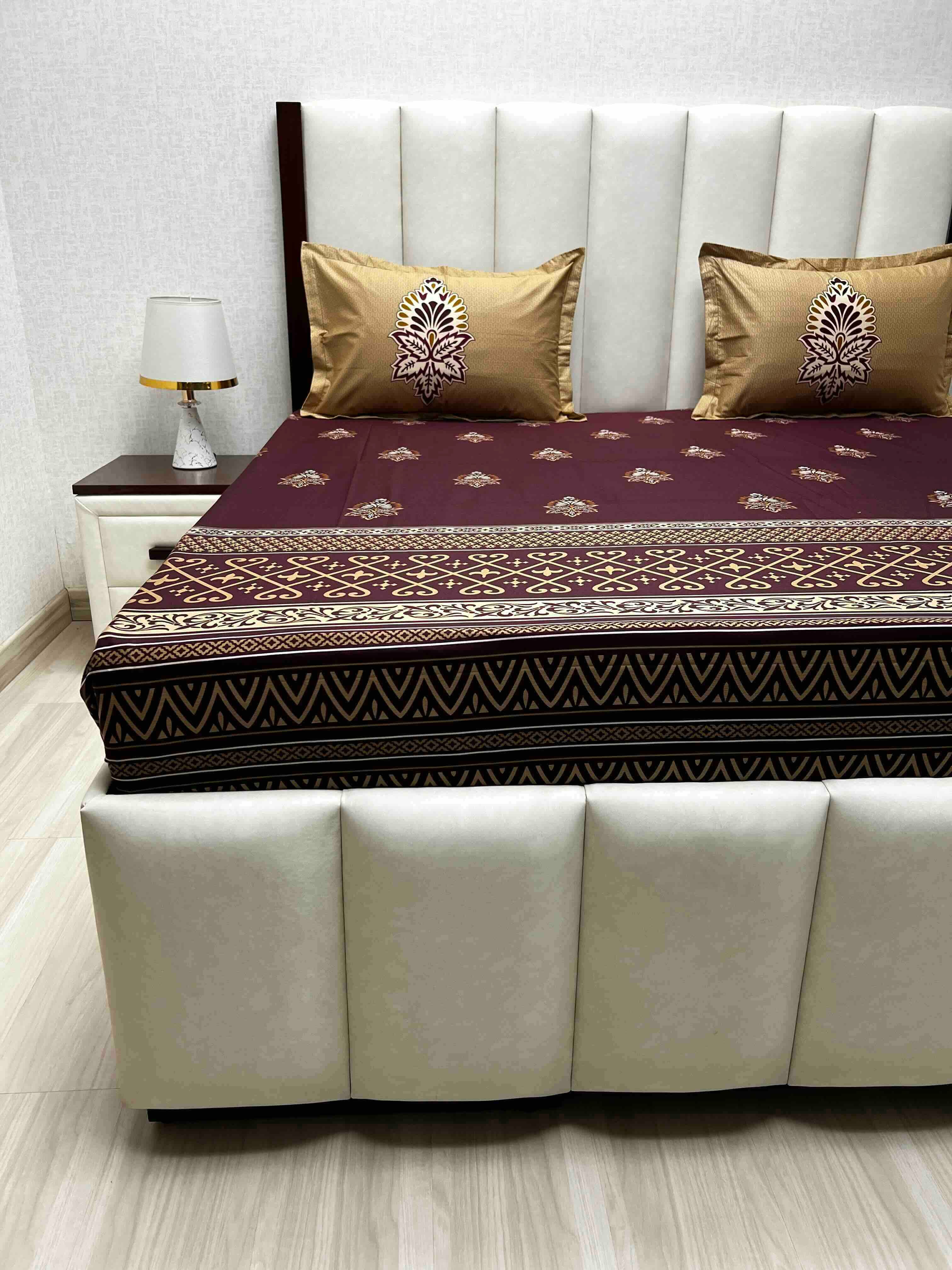 A-4732 - Pure Cotton 210 TC King Size Double Bedsheet (274X274) with Two Pillow Covers (50X76)