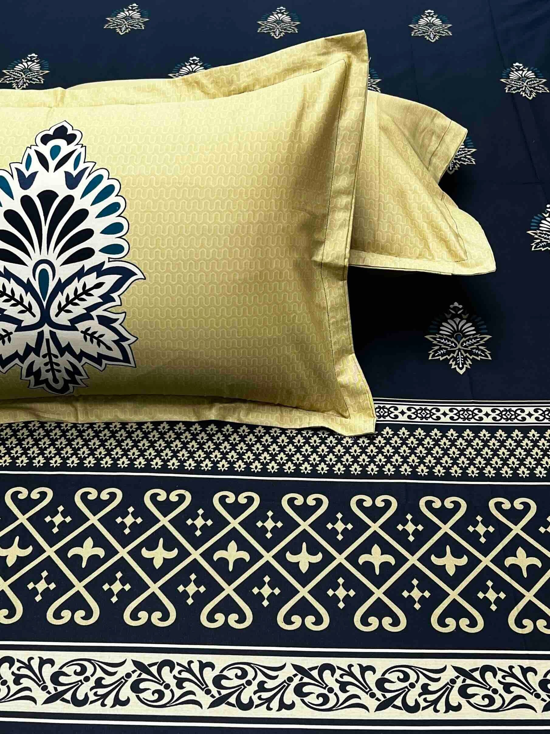 A-4735 - Pure Cotton 210 TC King Size Double Bedsheet (274X274) with Two Pillow Covers (50X76)