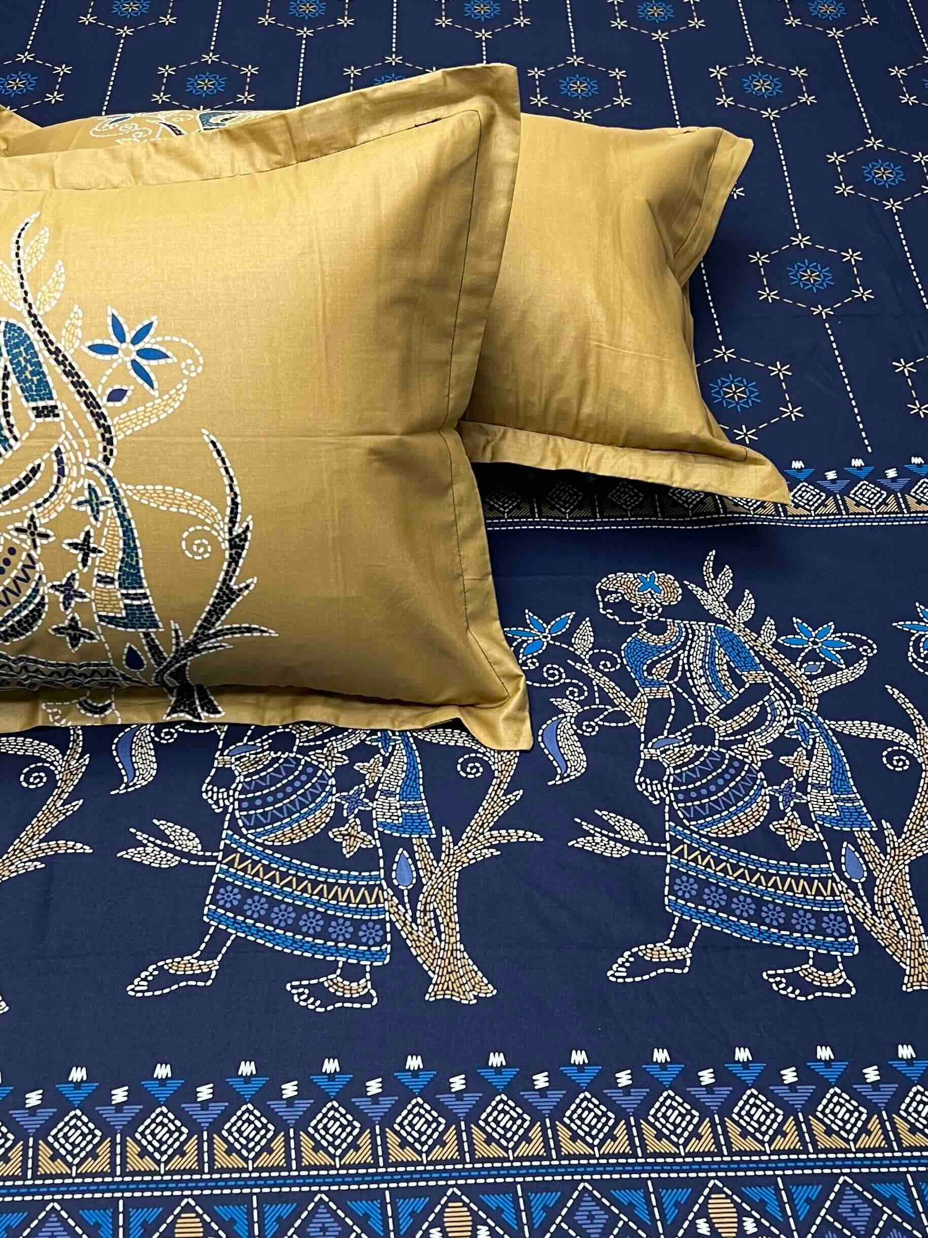 A-4736 - Pure Cotton 210 TC King Size Double Bedsheet (274X274) with Two Pillow Covers (50X76)