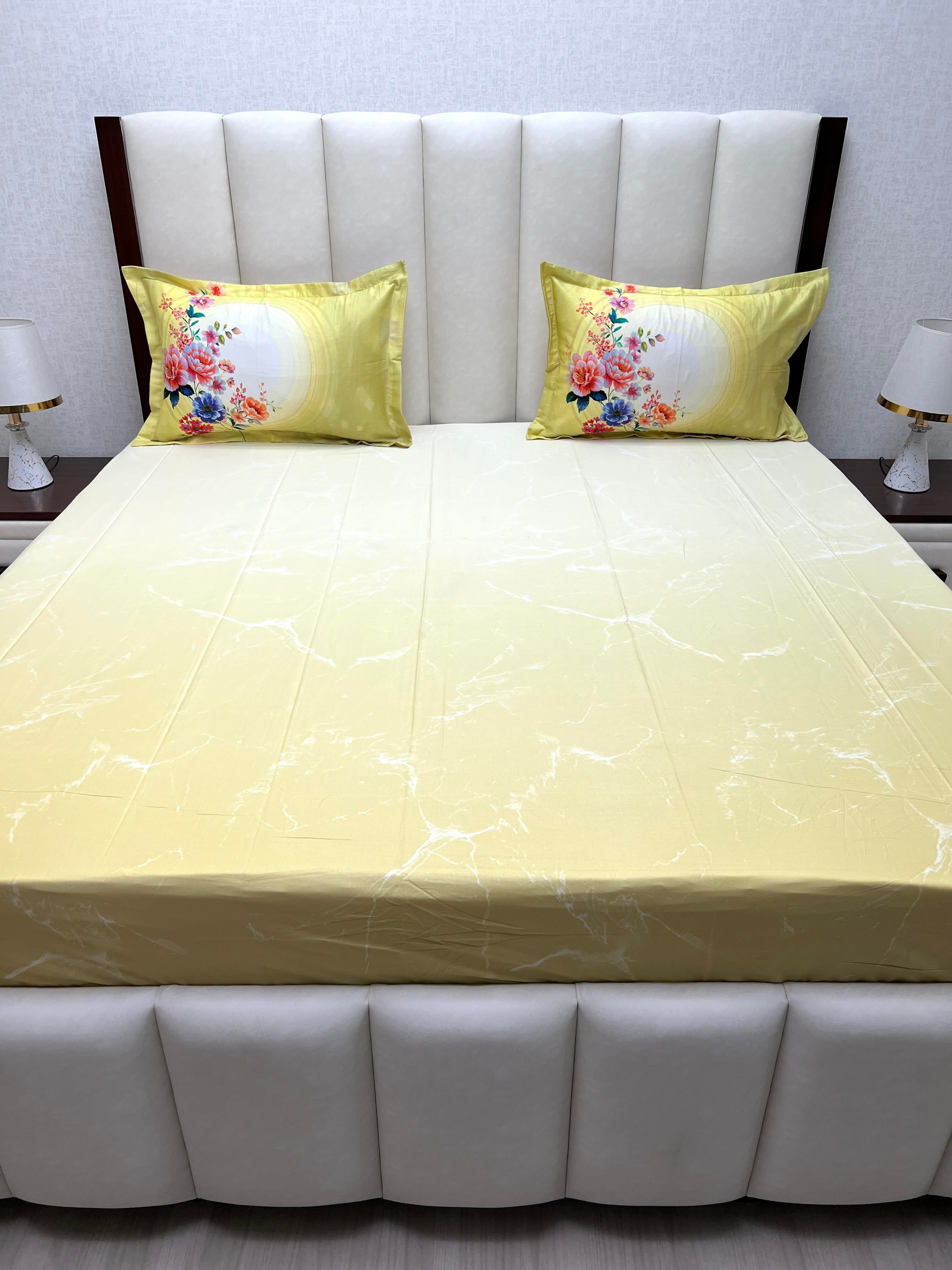 A-4742 - Pure Cotton 300 TC King Size Digital Print Double Bedsheet (274X274) with Two Pillow Covers (50X76)