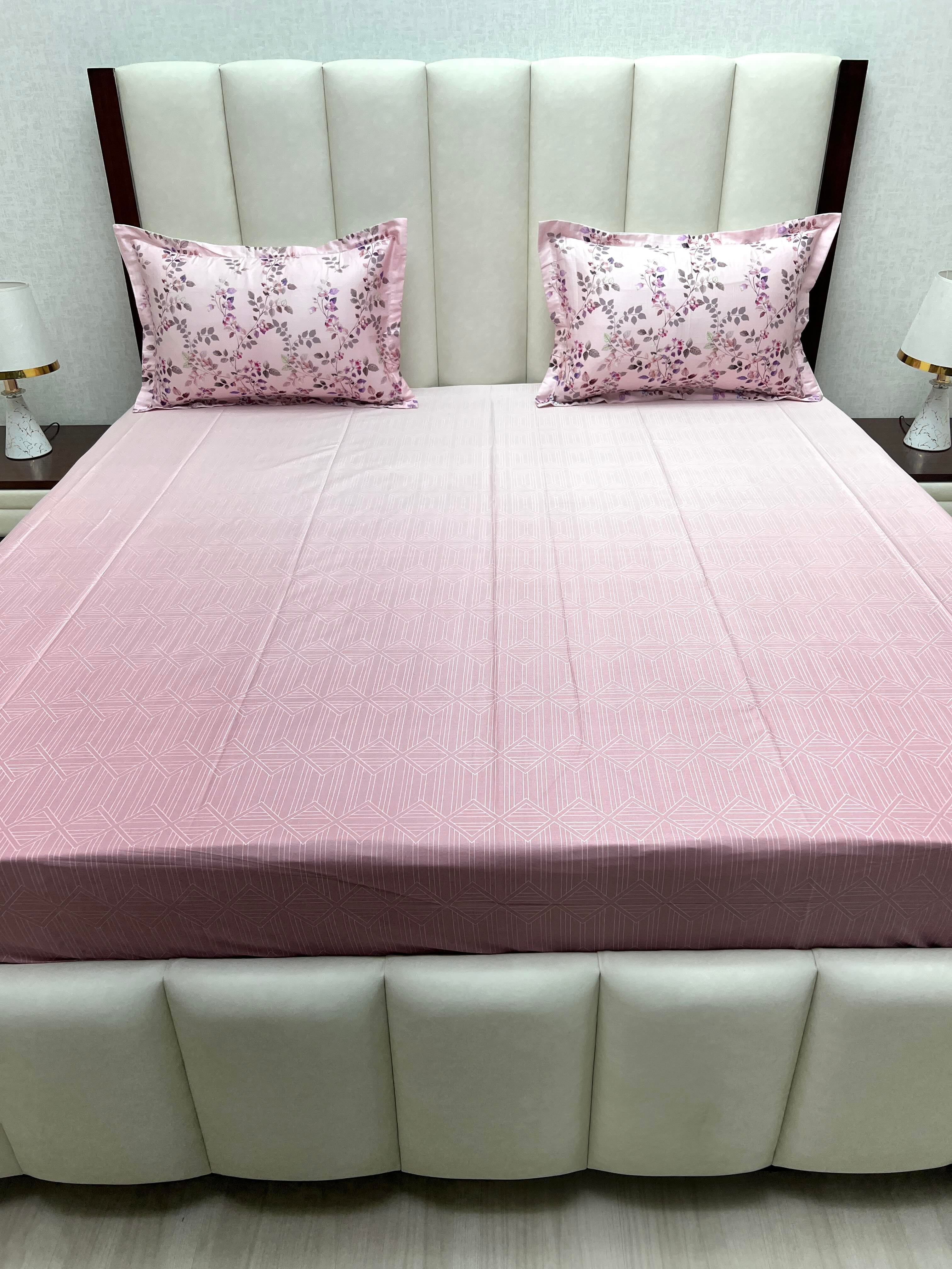 A-4745 - Pure Cotton 300 TC King Size Digital Print Double Bedsheet (274X274) with Two Pillow Covers (50X76)