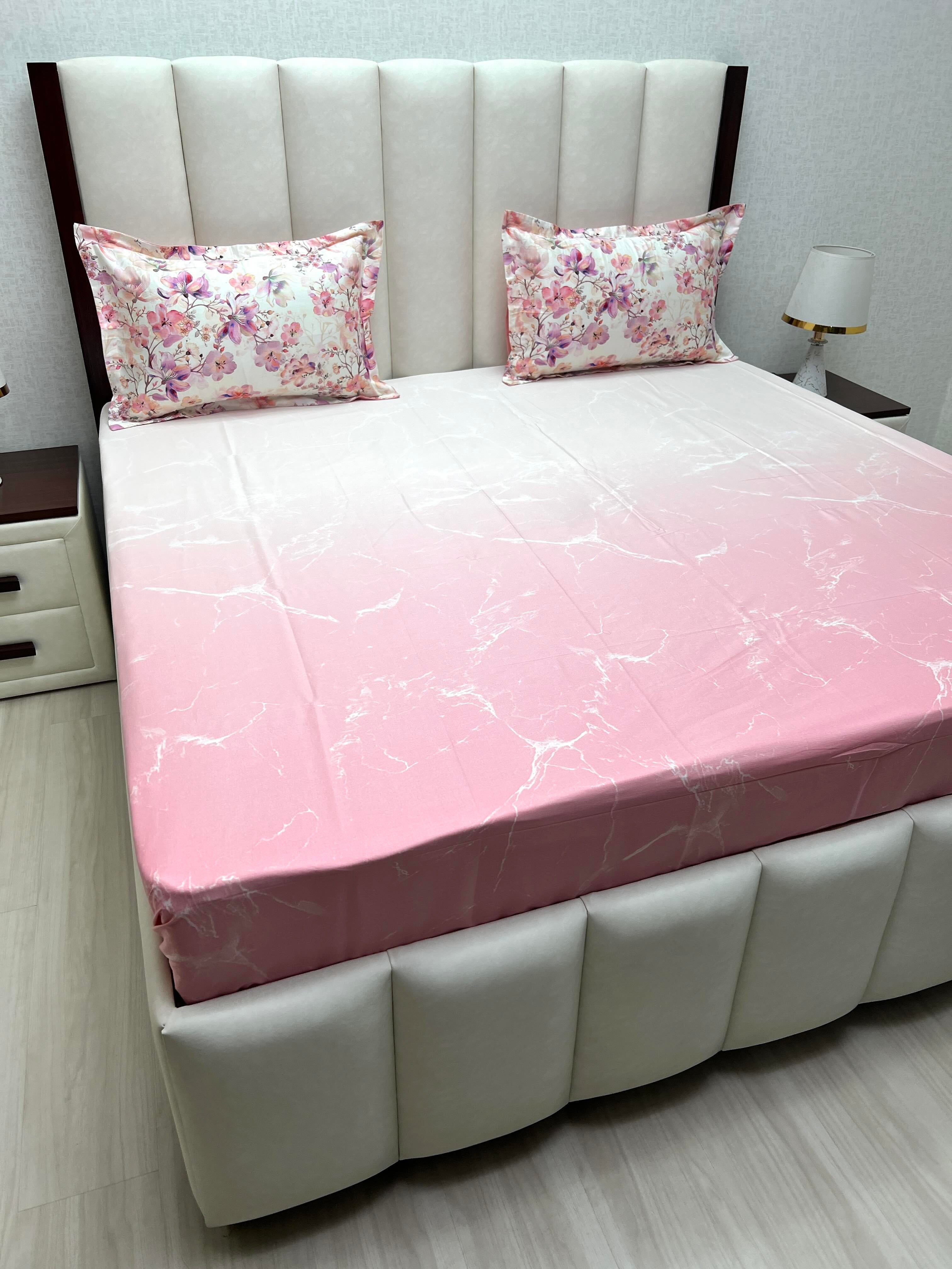 A-4746 - Pure Cotton 300 TC King Size Digital Print Double Bedsheet (274X274) with Two Pillow Covers (50X76)