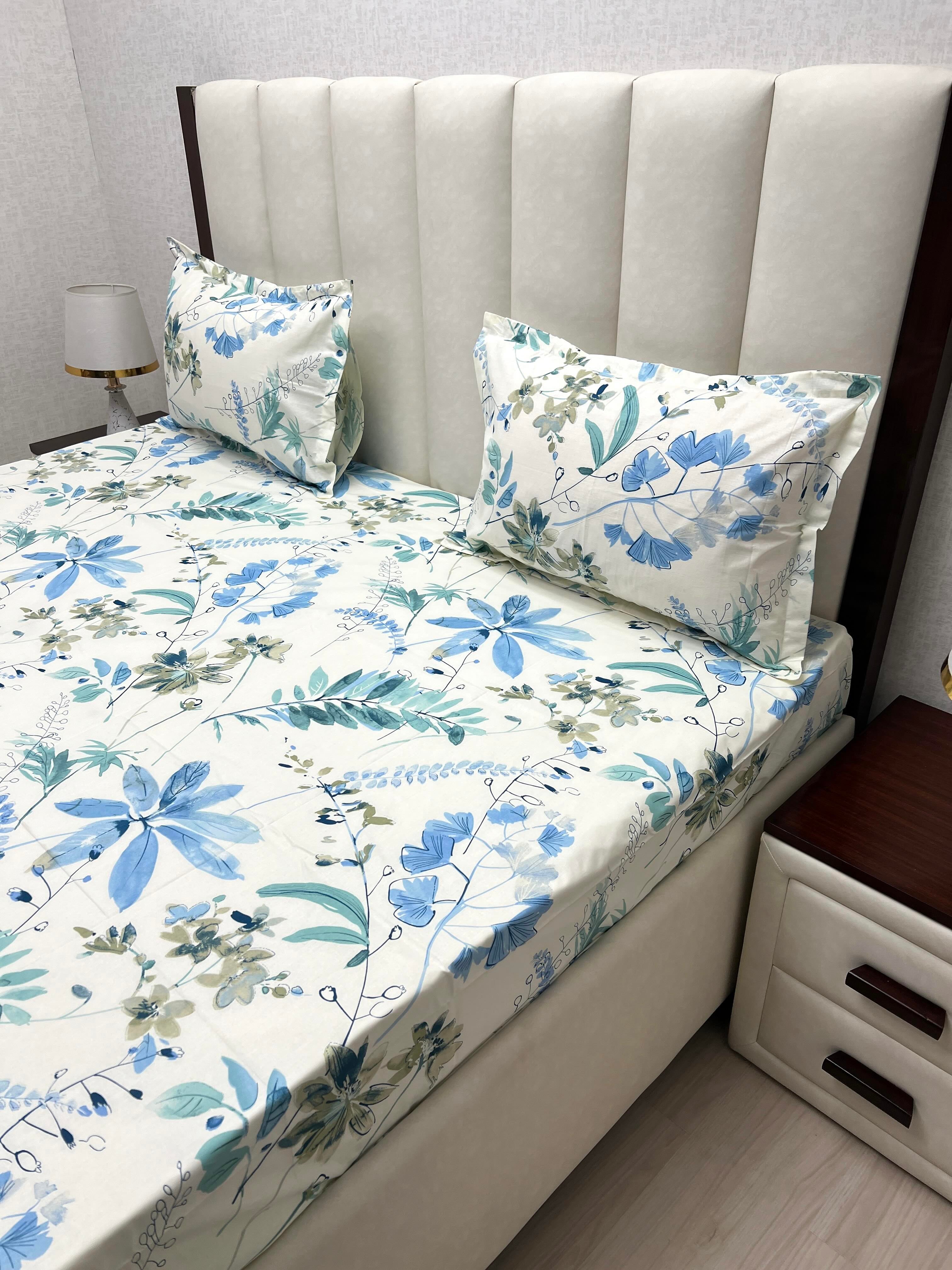 A-4762 - Pure Cotton 180 TC King Size Double Bedsheet (274X274) with Two Pillow Covers (50X76)