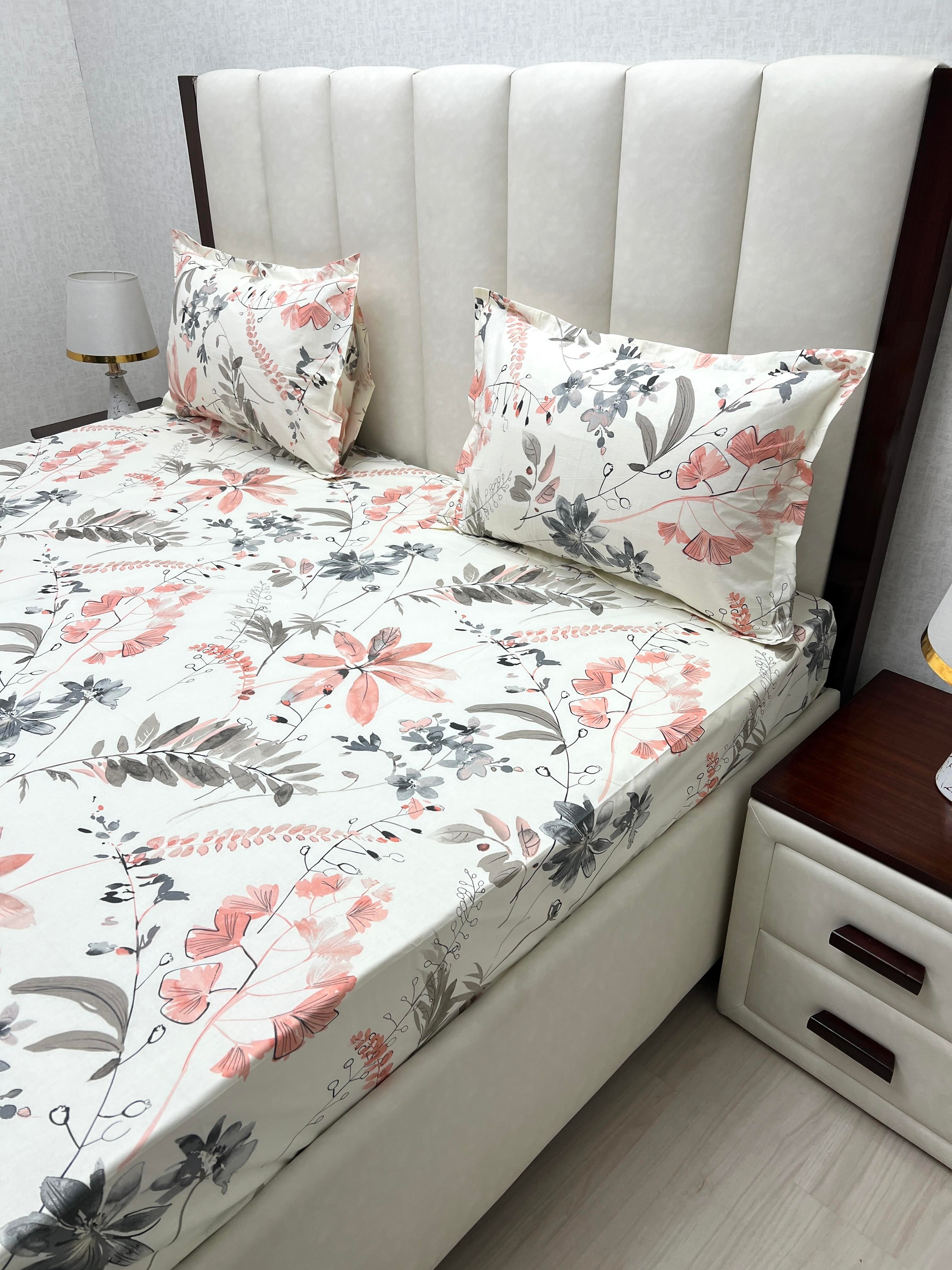 A-4763 - Pure Cotton 180 TC King Size Double Bedsheet (274X274) with Two Pillow Covers (50X76)