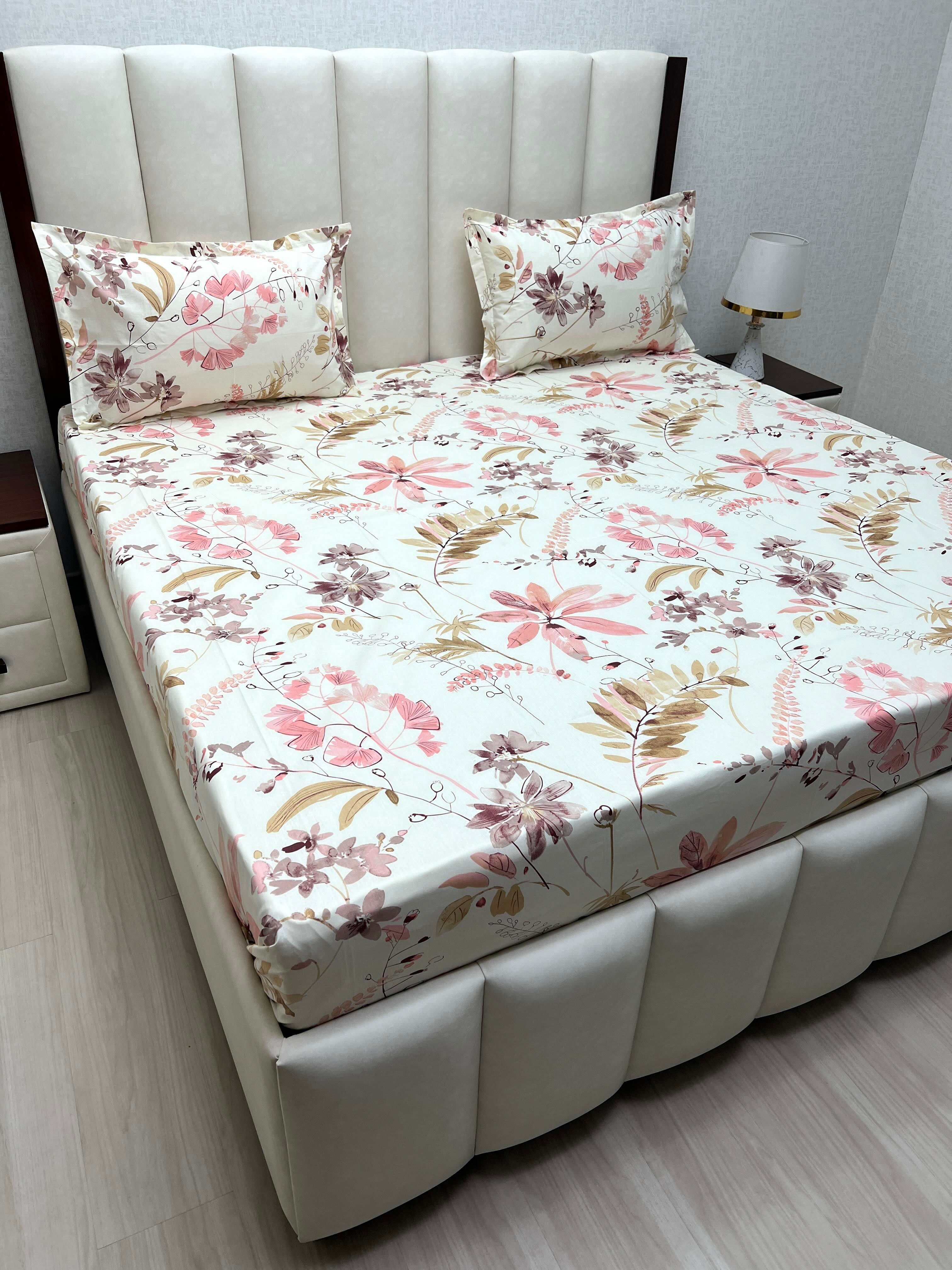 A-4764 - Pure Cotton 180 TC King Size Double Bedsheet (274X274) with Two Pillow Covers (50X76)