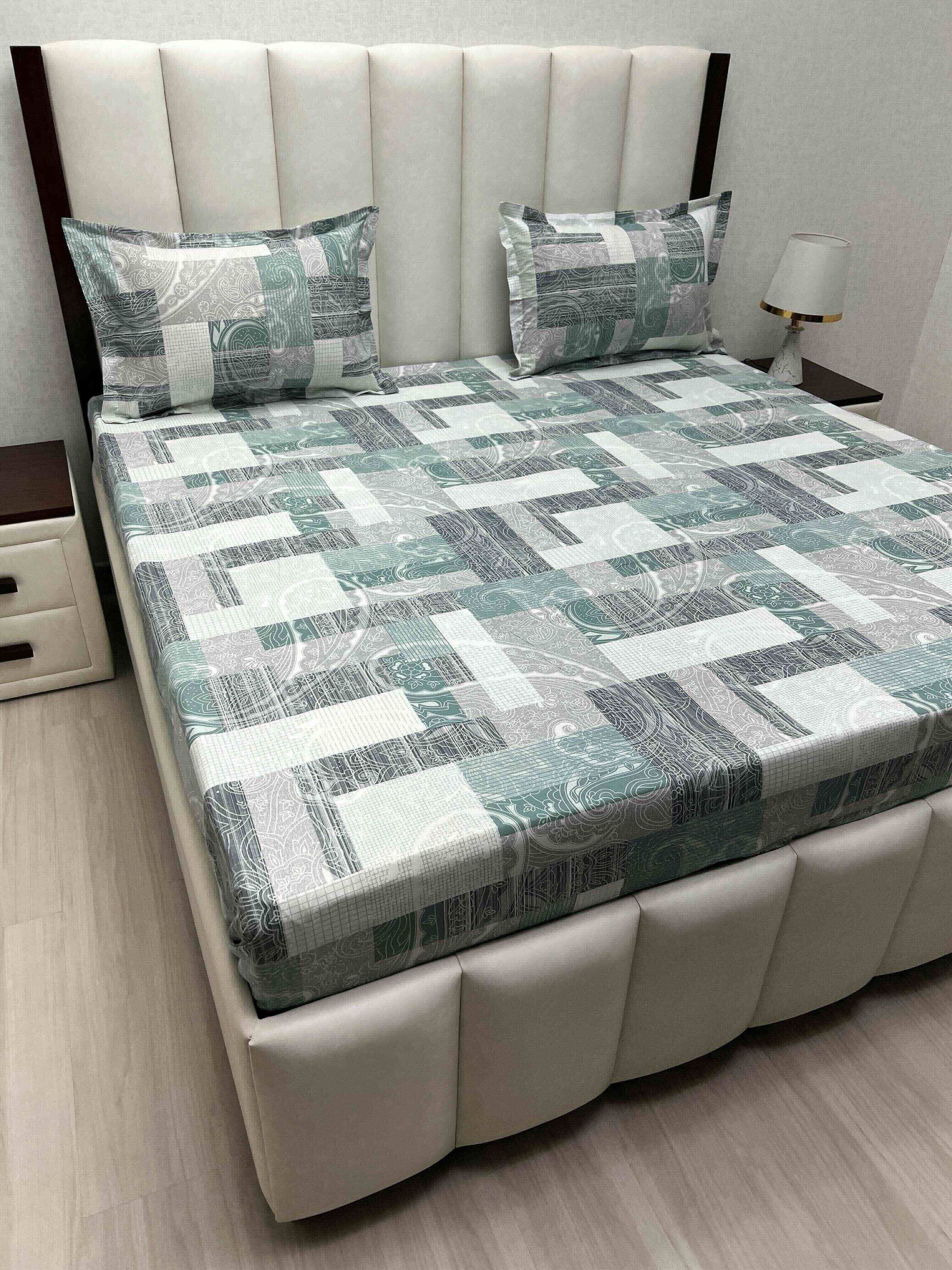 A-4765 - Pure Cotton 180 TC King Size Double Bedsheet (274X274) with Two Pillow Covers (50X76)