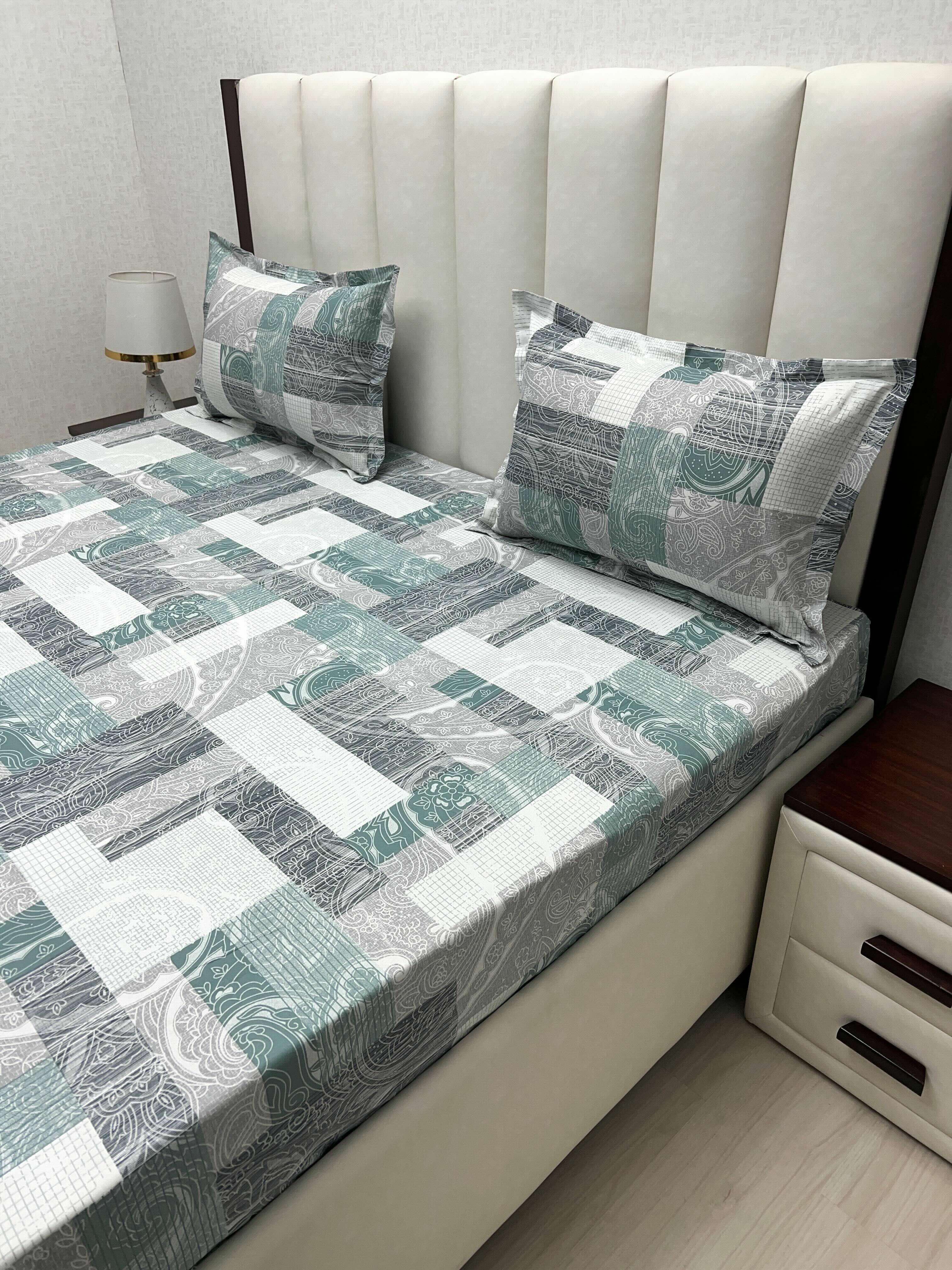 A-4765 - Pure Cotton 180 TC King Size Double Bedsheet (274X274) with Two Pillow Covers (50X76)