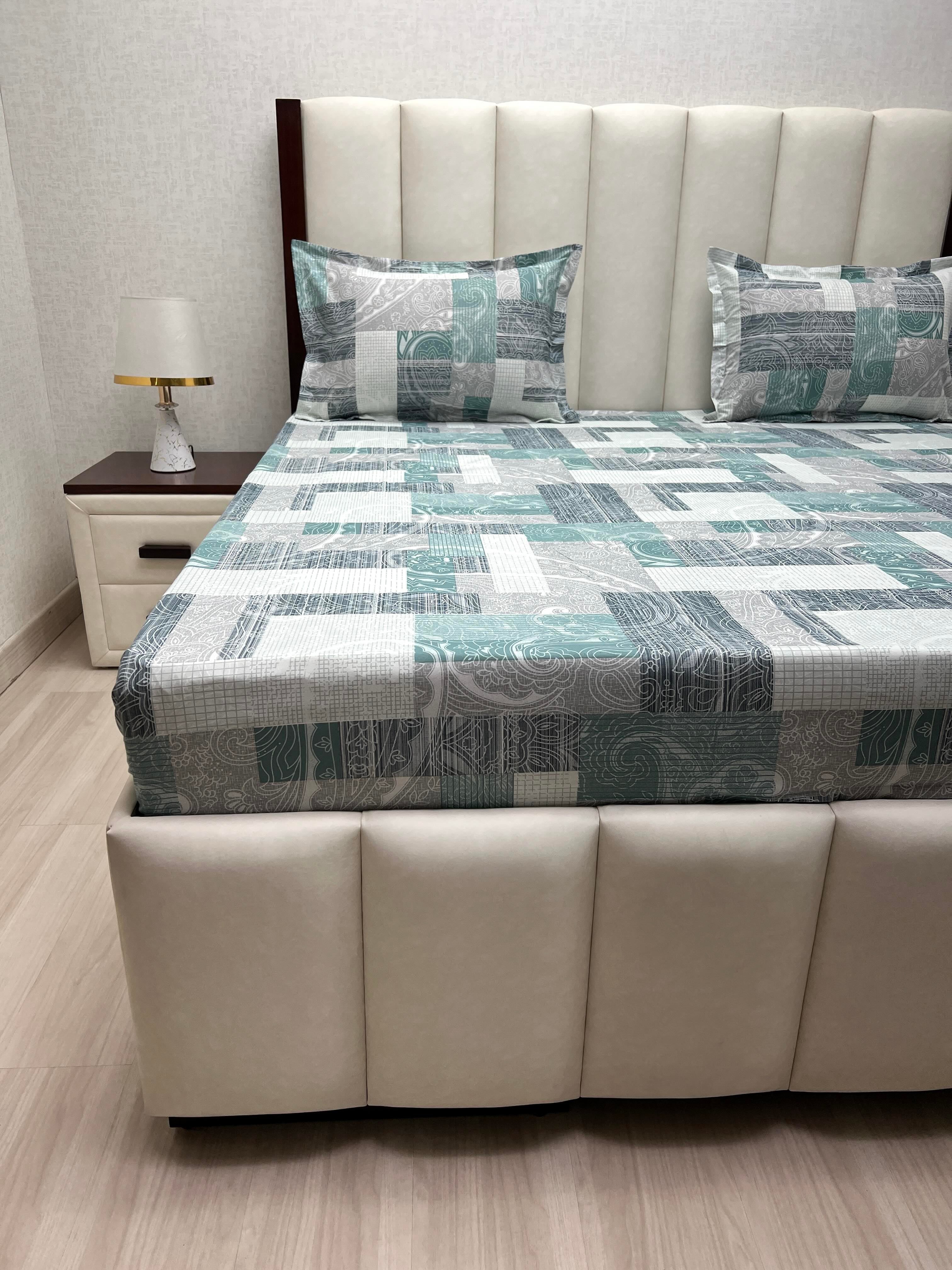 A-4765 - Pure Cotton 180 TC King Size Double Bedsheet (274X274) with Two Pillow Covers (50X76)