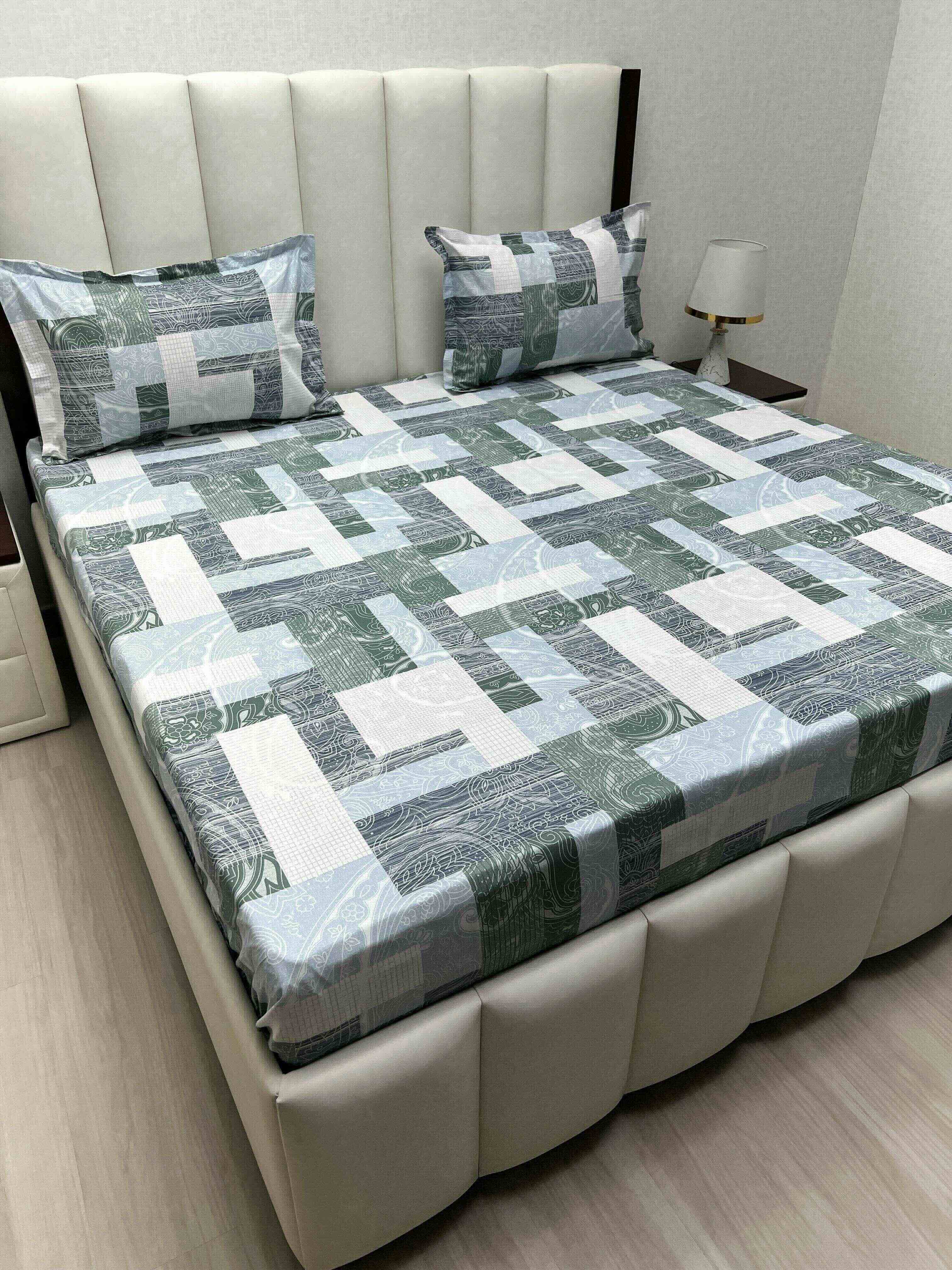 A-4766 - Pure Cotton 180 TC King Size Double Bedsheet (274X274) with Two Pillow Covers (50X76)