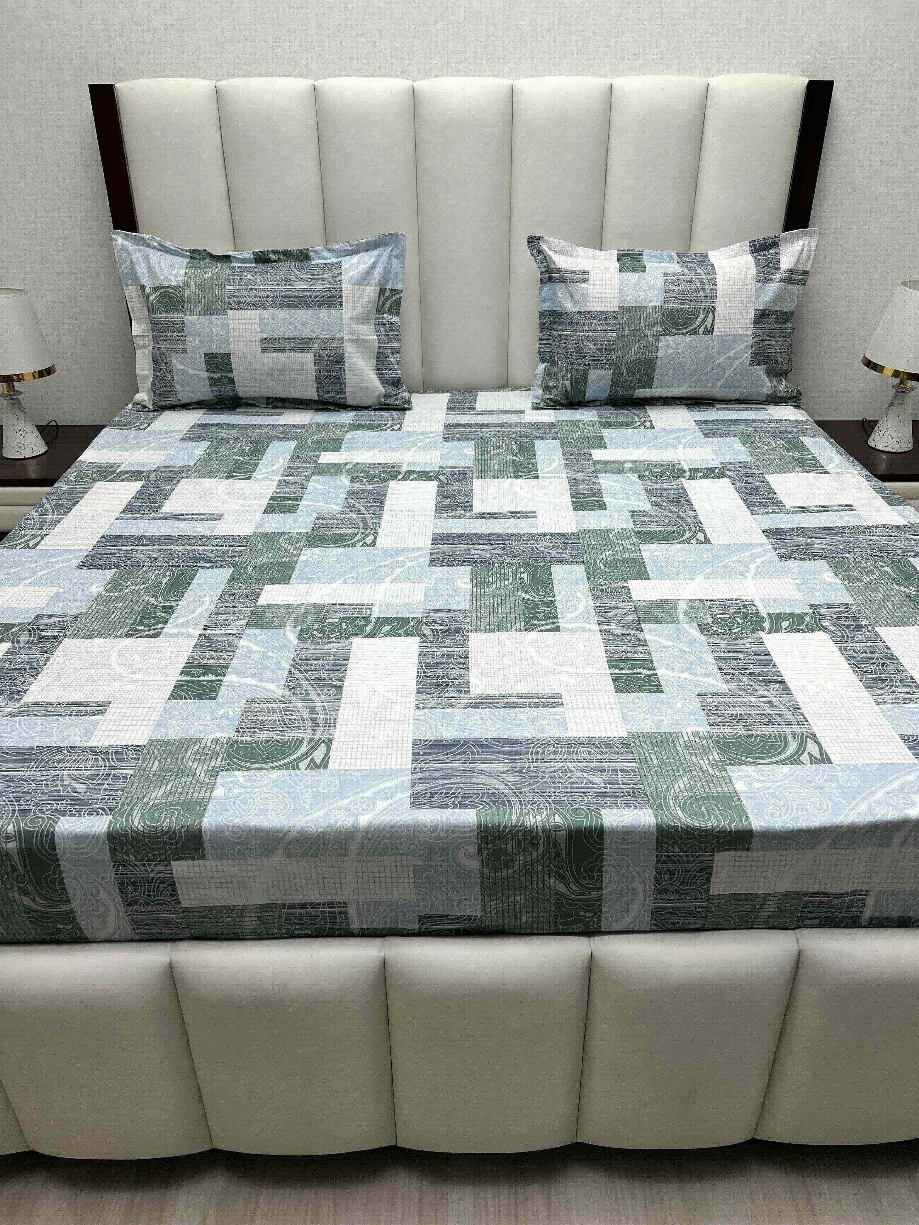 A-4766 - Pure Cotton 180 TC King Size Double Bedsheet (274X274) with Two Pillow Covers (50X76)