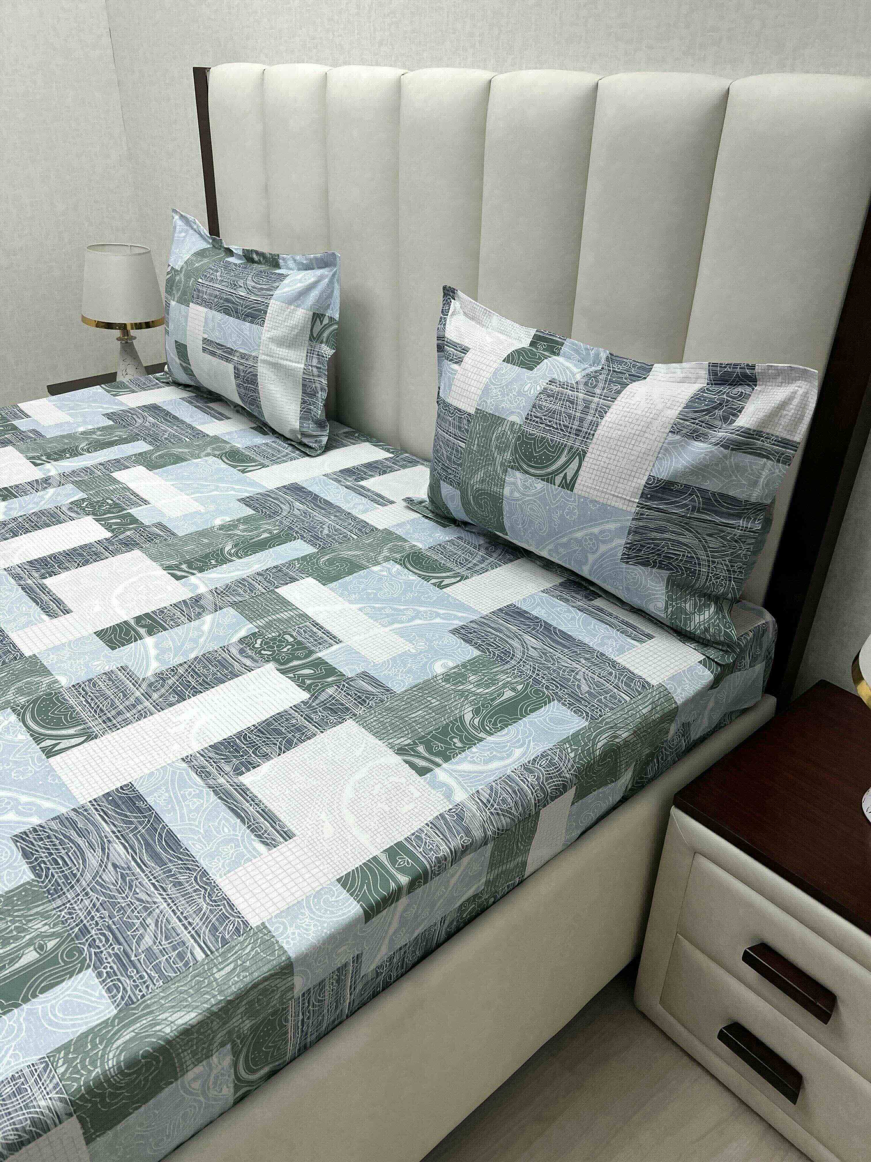 A-4766 - Pure Cotton 180 TC King Size Double Bedsheet (274X274) with Two Pillow Covers (50X76)