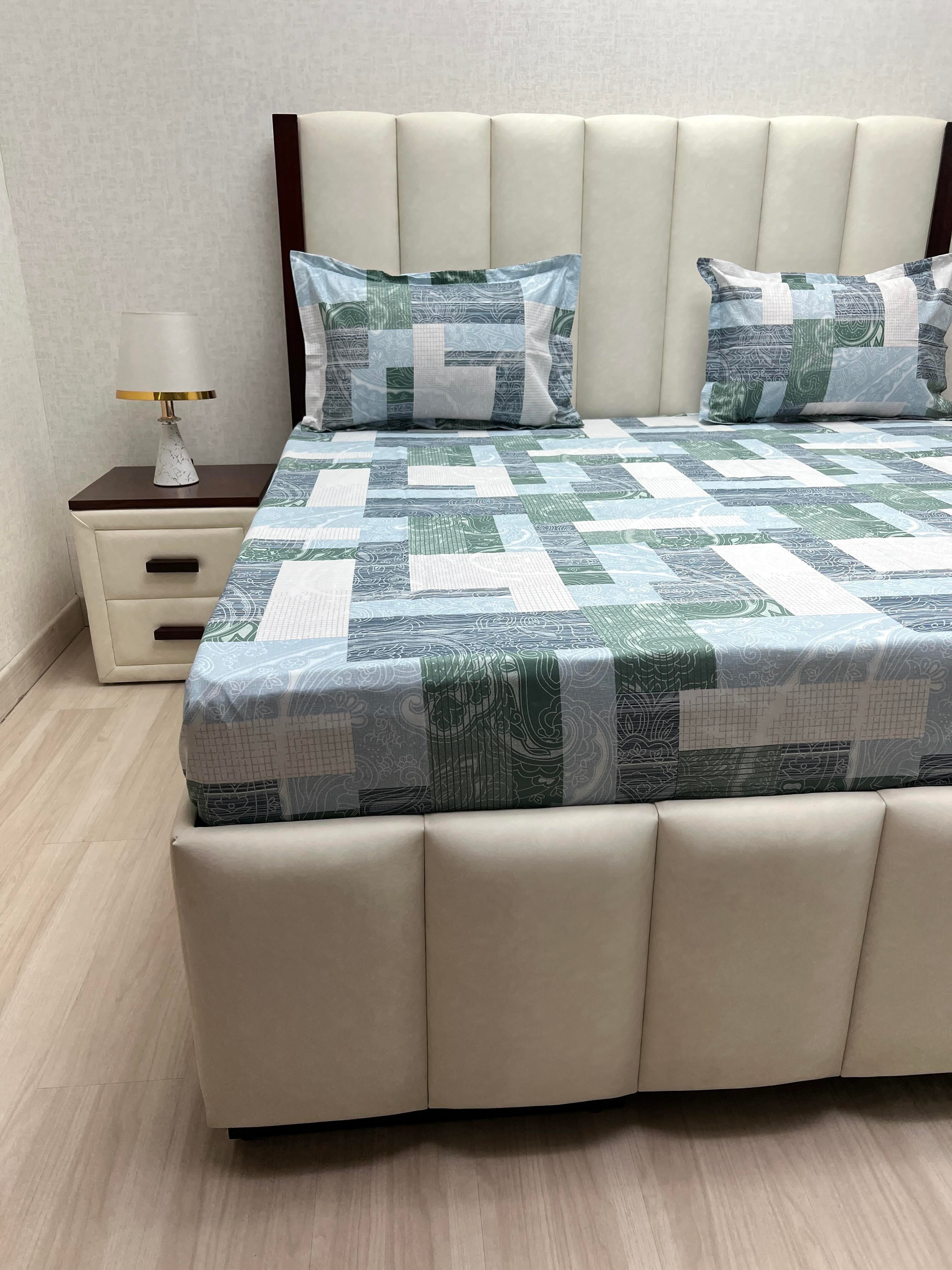 A-4766 - Pure Cotton 180 TC King Size Double Bedsheet (274X274) with Two Pillow Covers (50X76)