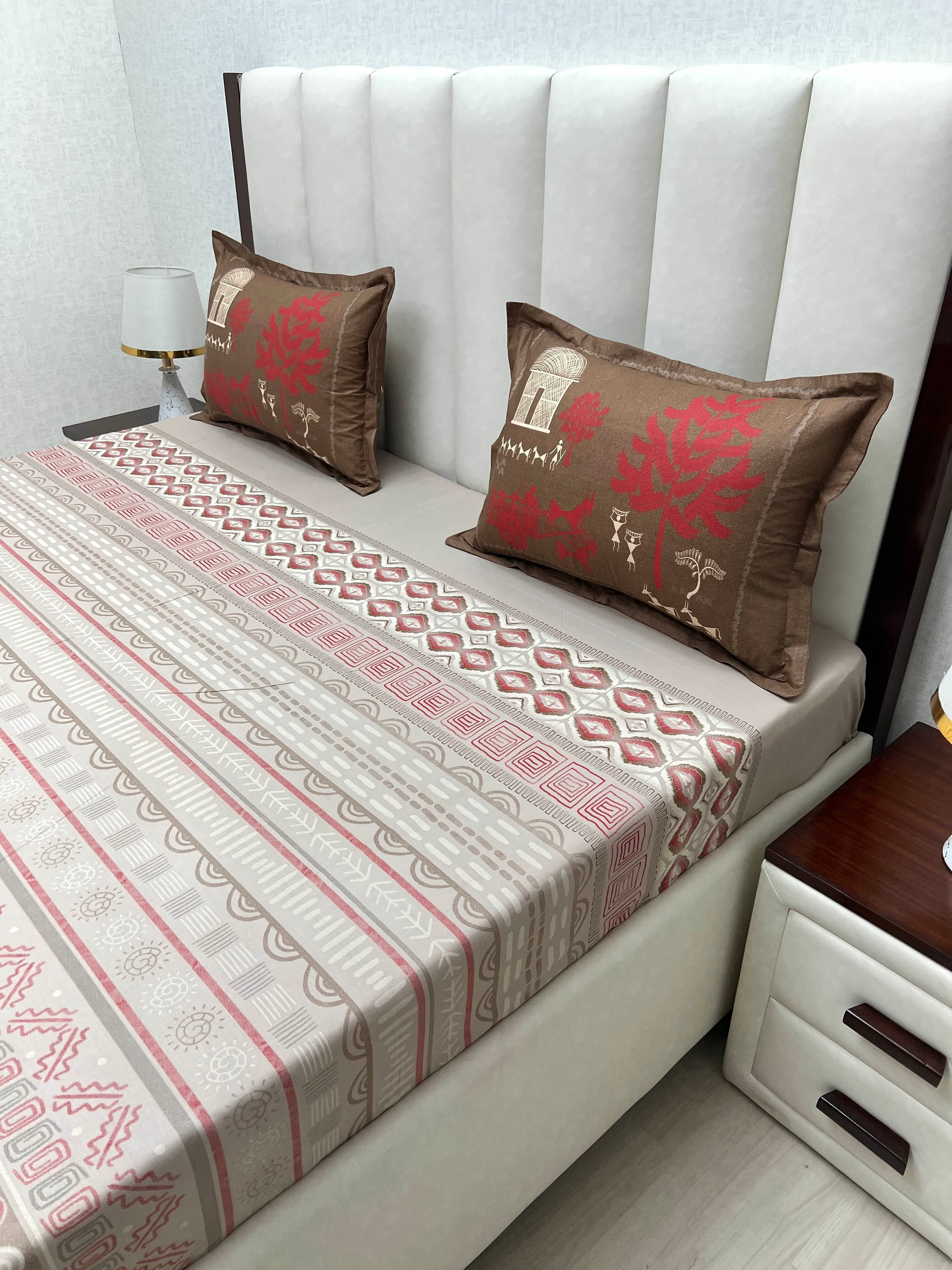 A-4769 - Pure Cotton 210 TC King Size Double Bedsheet (274X274) with Two Pillow Covers (50X76)