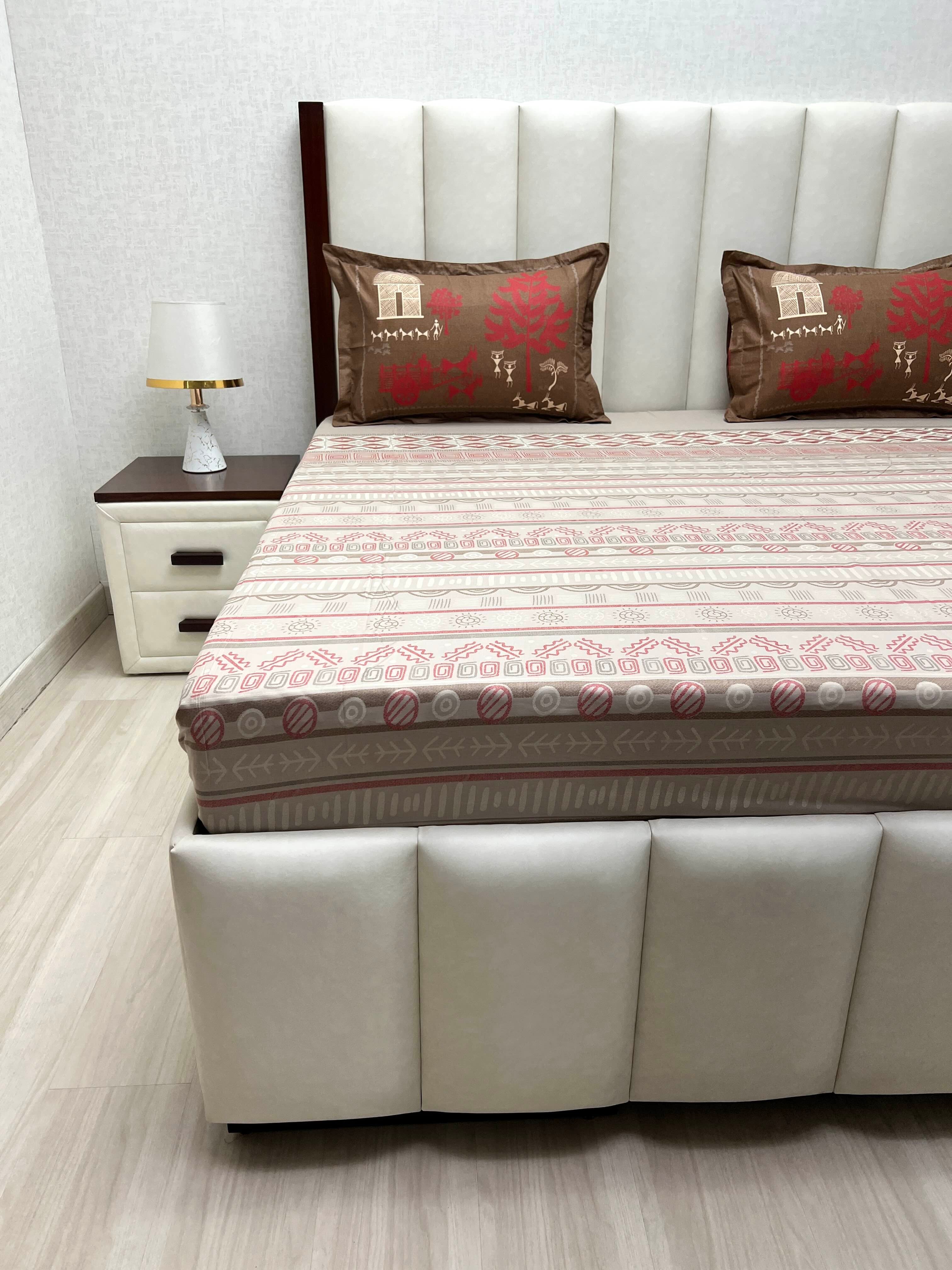 A-4769 - Pure Cotton 210 TC King Size Double Bedsheet (274X274) with Two Pillow Covers (50X76)