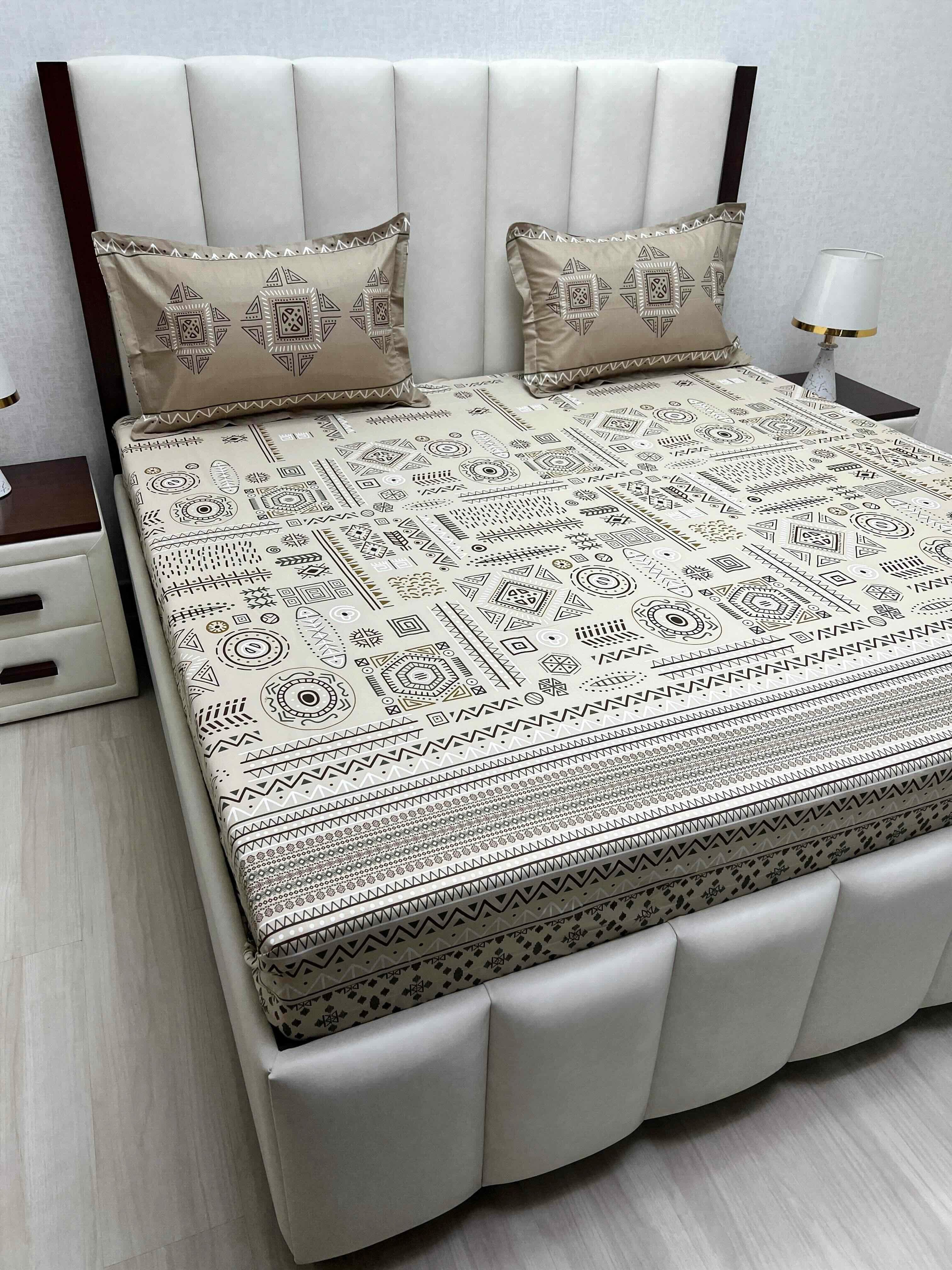 A-4771 - Pure Cotton 210 TC King Size Double Bedsheet (274X274) with Two Pillow Covers (50X76)