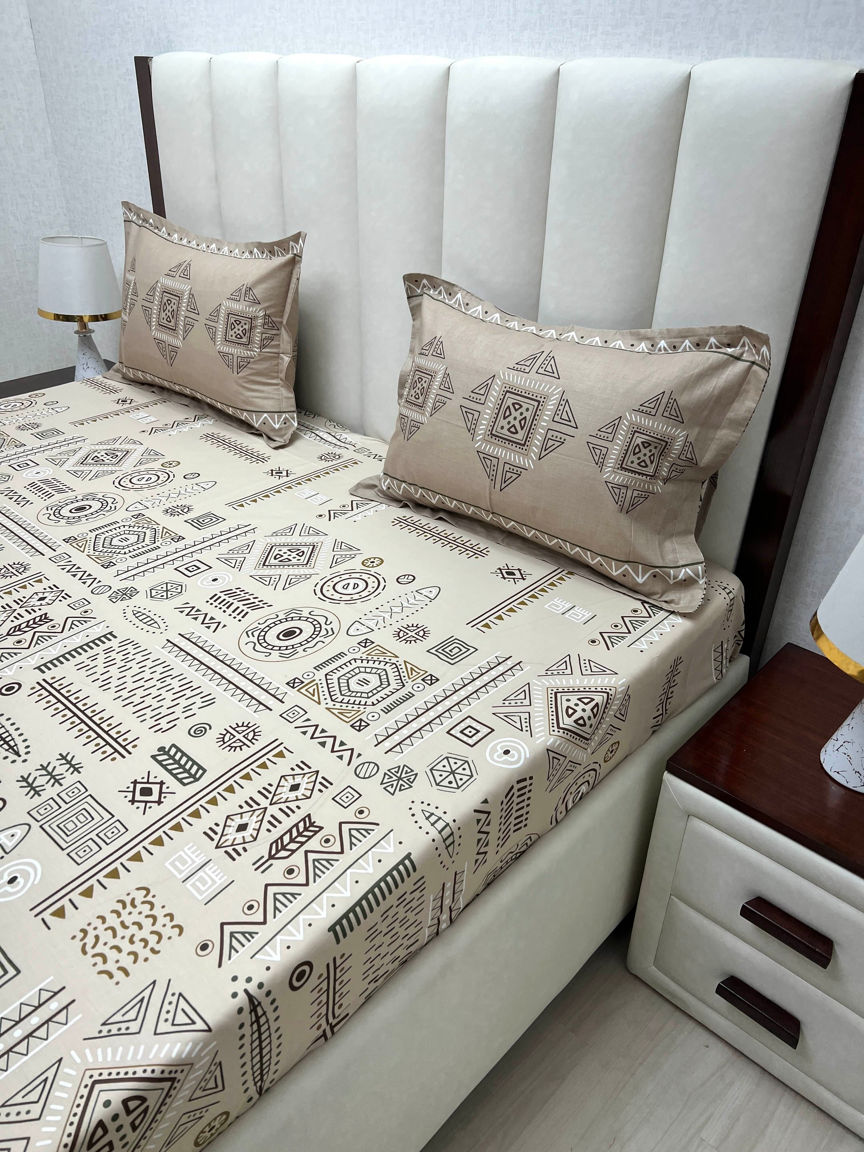 A-4771 - Pure Cotton 210 TC King Size Double Bedsheet (274X274) with Two Pillow Covers (50X76)