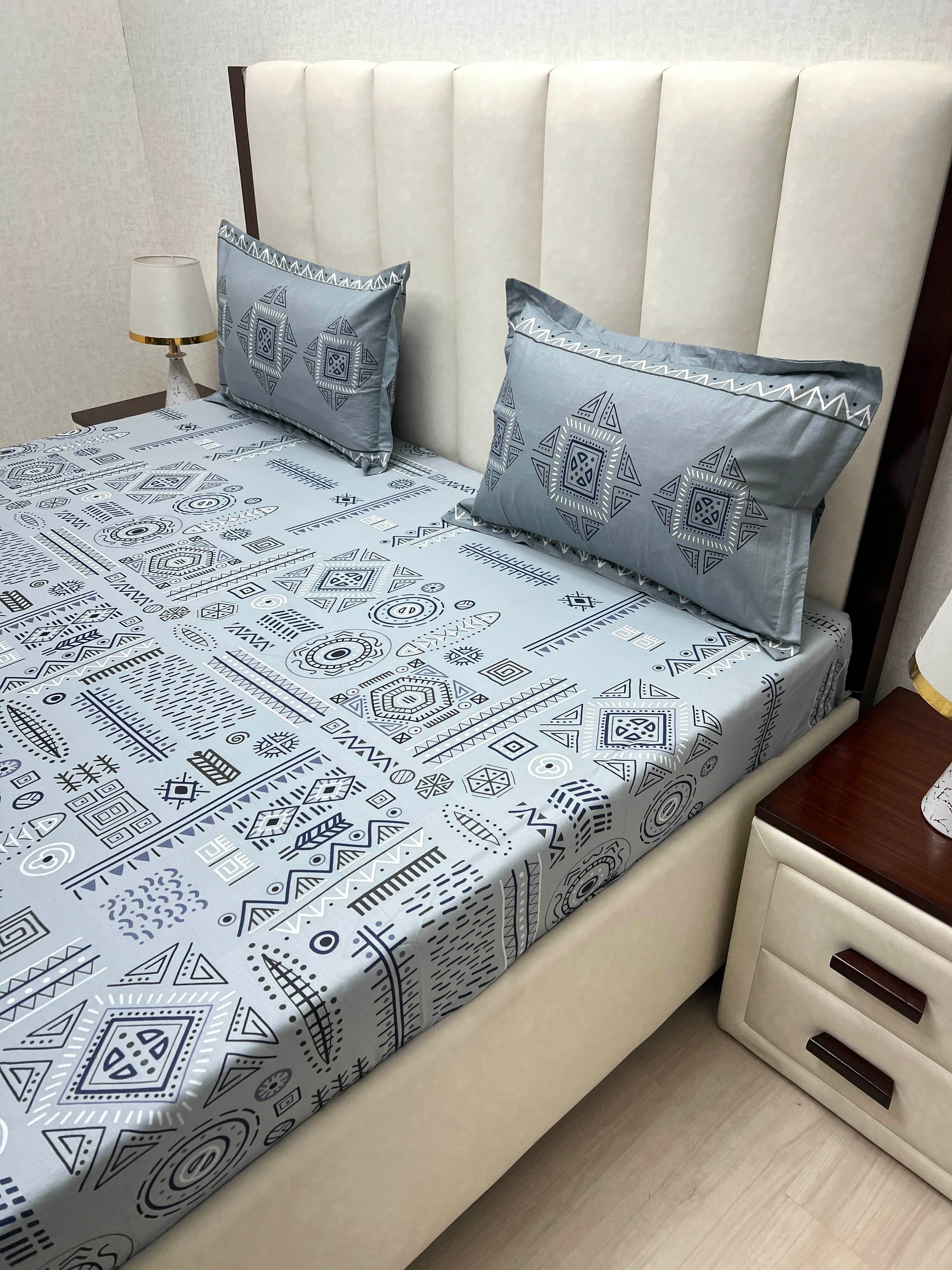 A-4772 - Pure Cotton 210 TC King Size Double Bedsheet (274X274) with Two Pillow Covers (50X76)