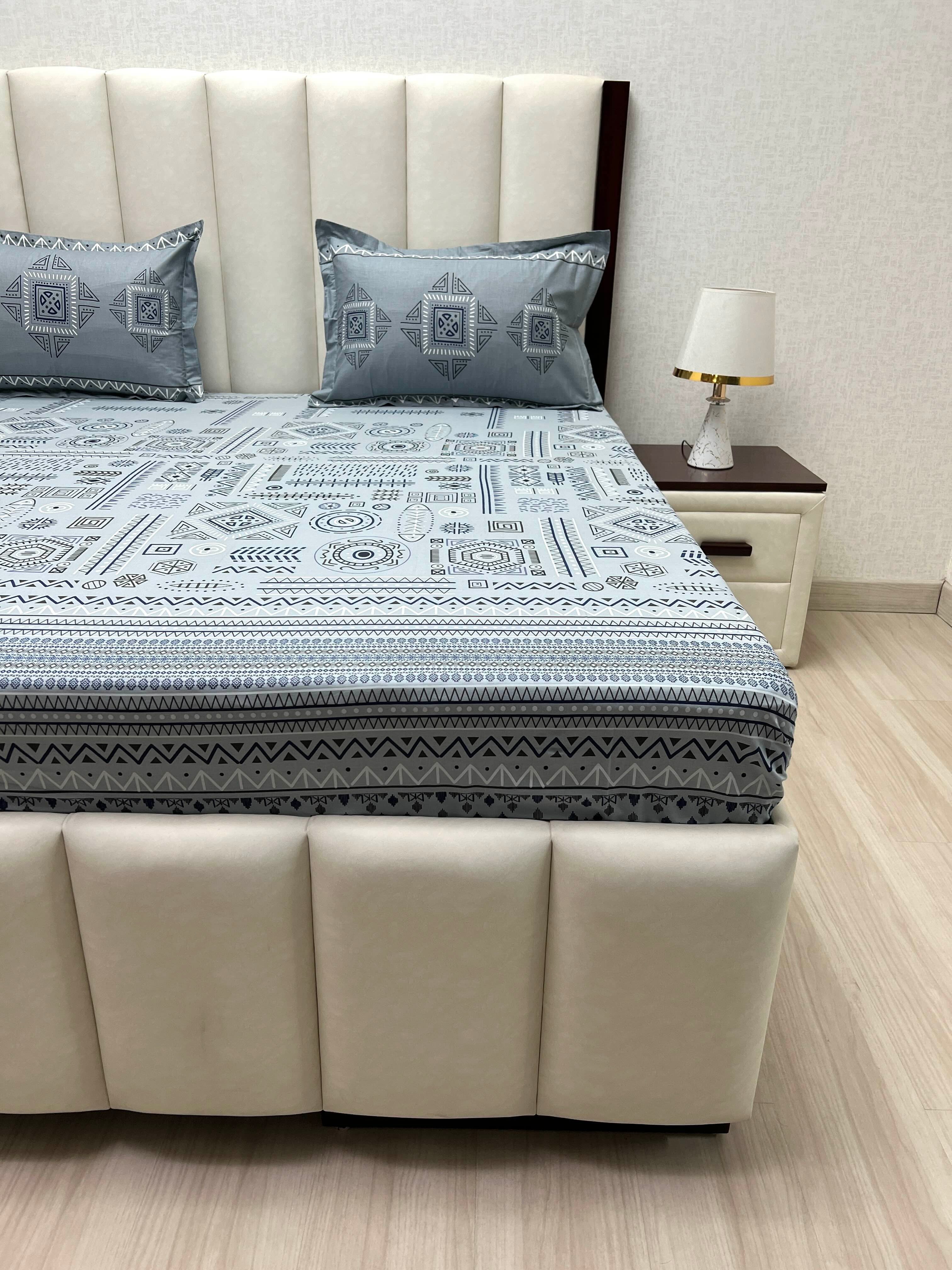 A-4772 - Pure Cotton 210 TC King Size Double Bedsheet (274X274) with Two Pillow Covers (50X76)