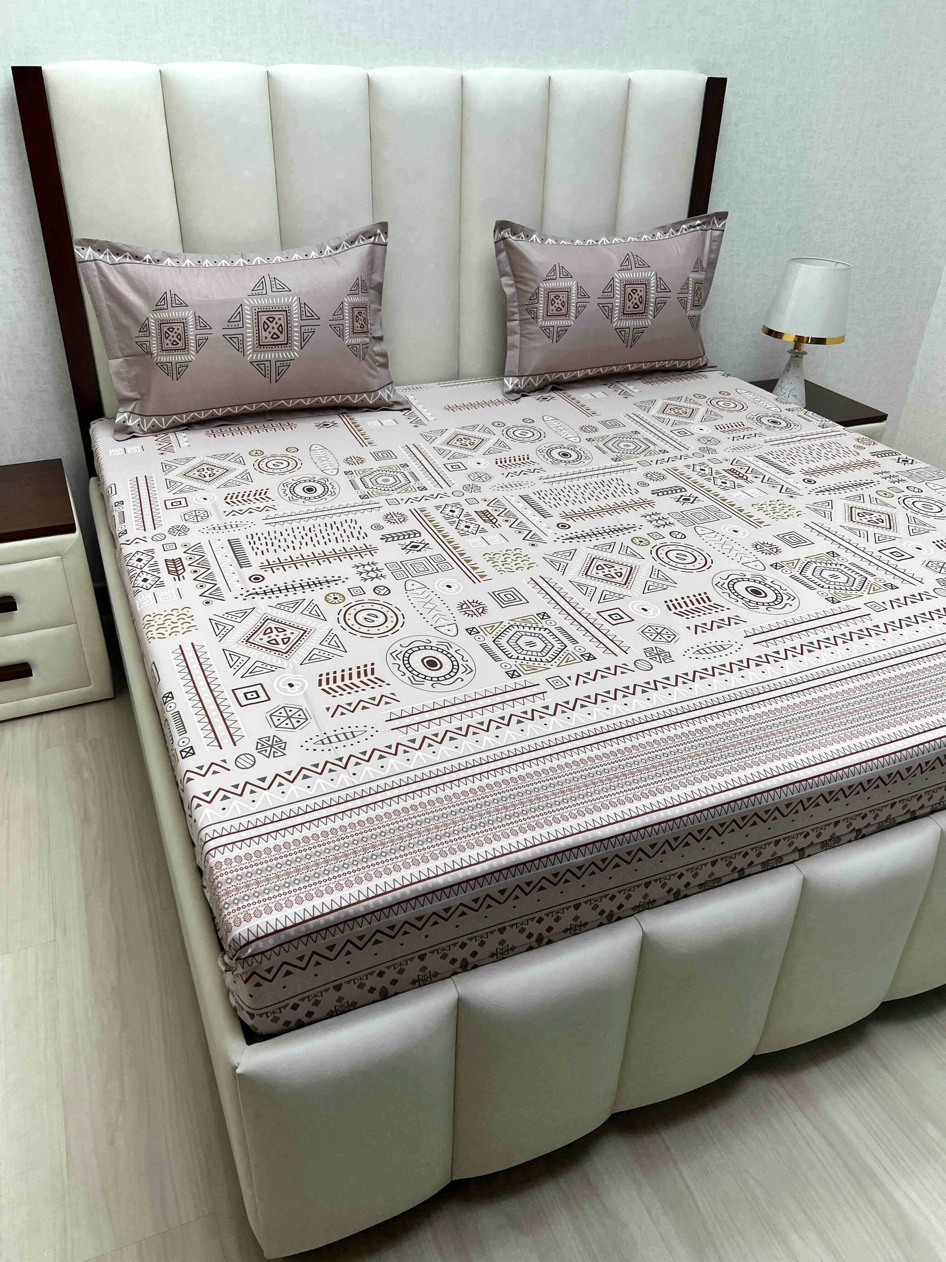 A-4773 - Pure Cotton 210 TC King Size Double Bedsheet (274X274) with Two Pillow Covers (50X76)