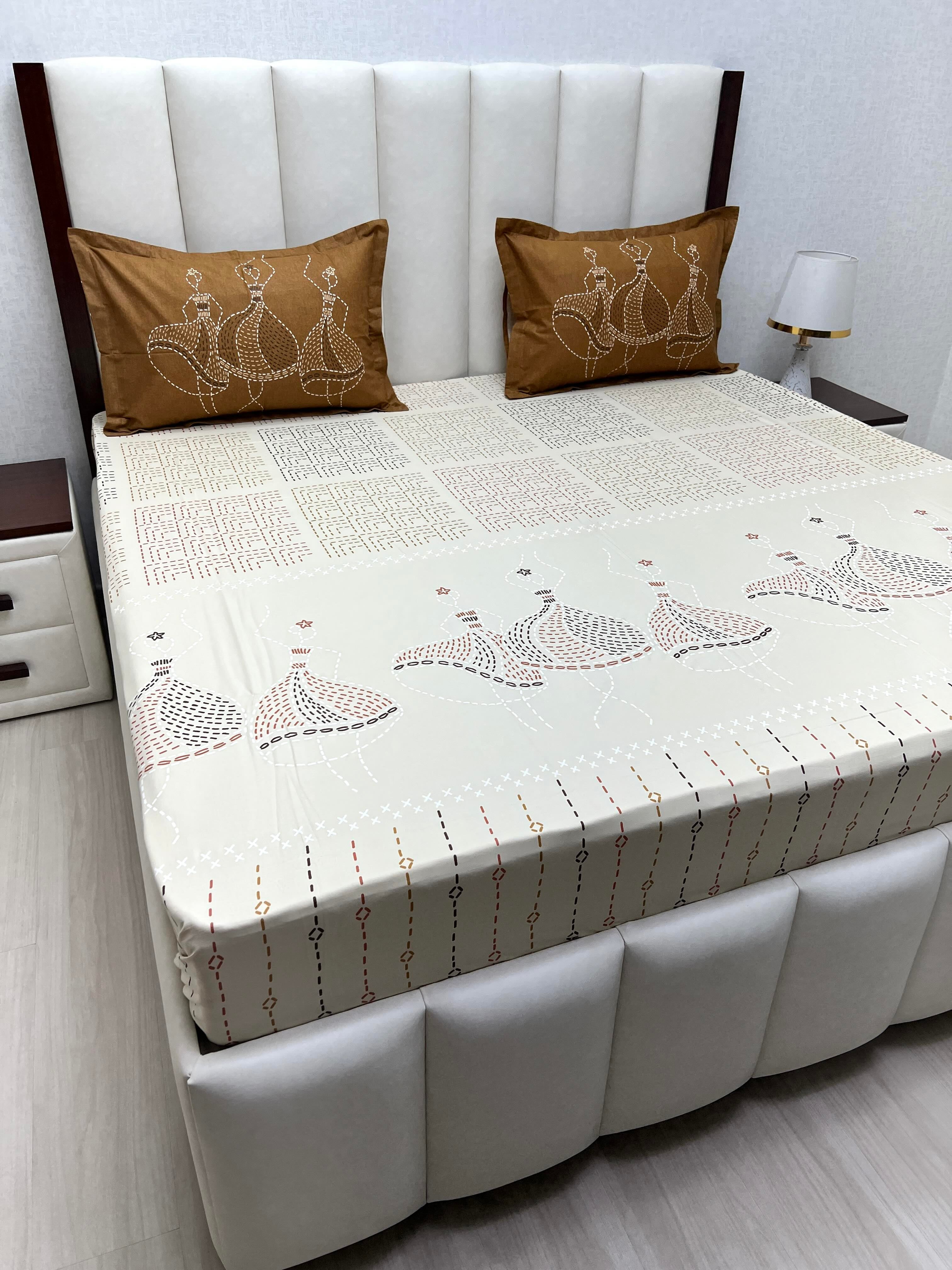 A-4774 - Pure Cotton 210 TC King Size Double Bedsheet (274X274) with Two Pillow Covers (50X76)