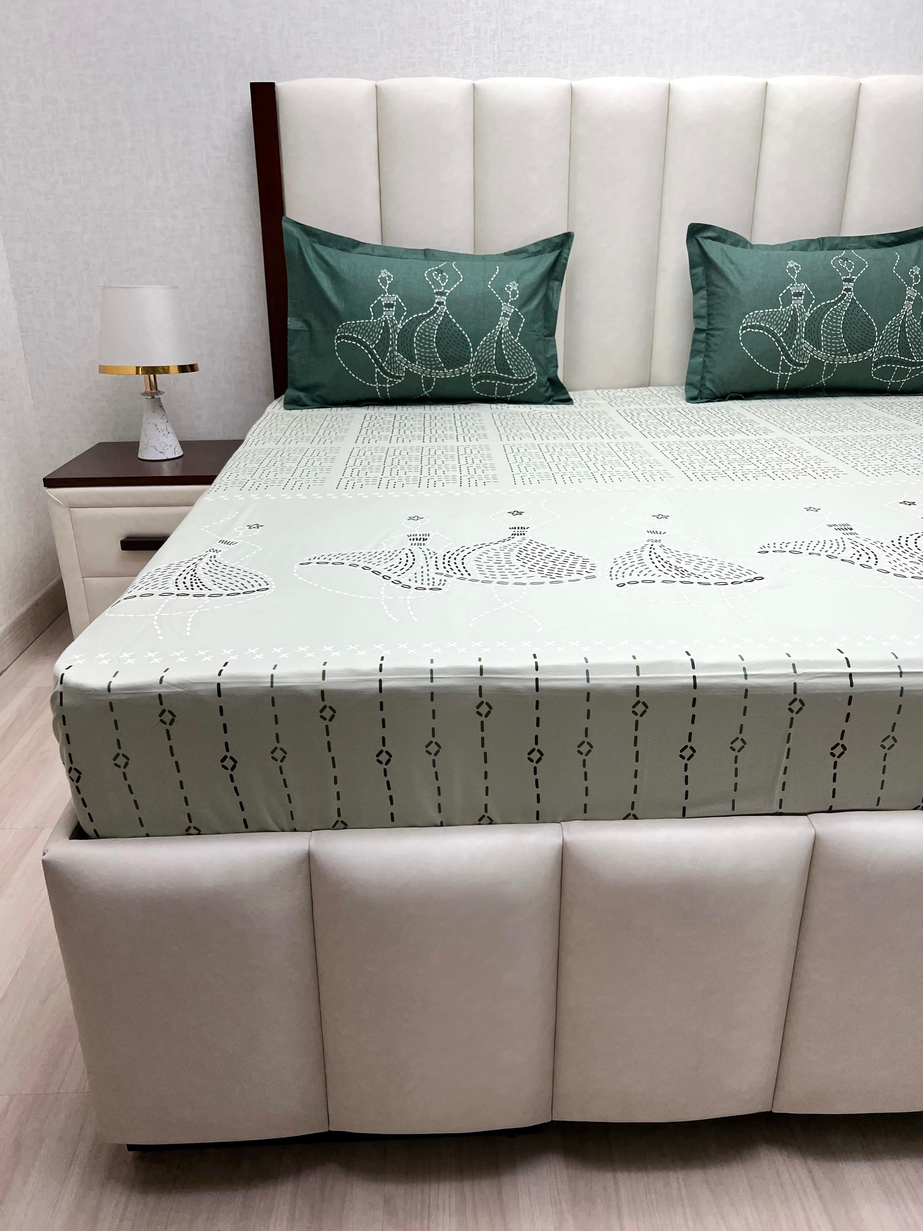 A-4775 - Pure Cotton 210 TC King Size Double Bedsheet (274X274) with Two Pillow Covers (50X76)