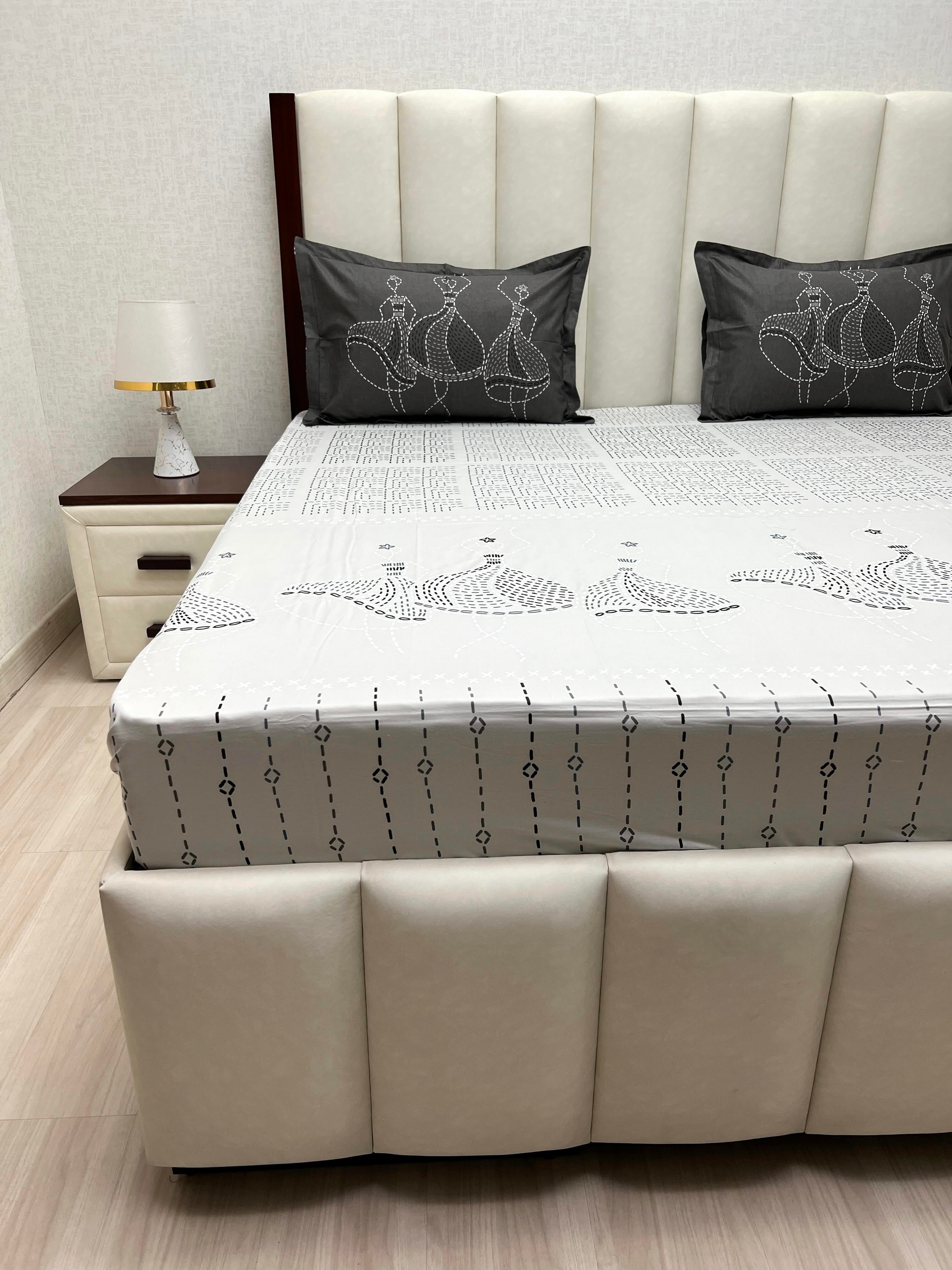 A-4777 - Pure Cotton 210 TC King Size Double Bedsheet (274X274) with Two Pillow Covers (50X76)