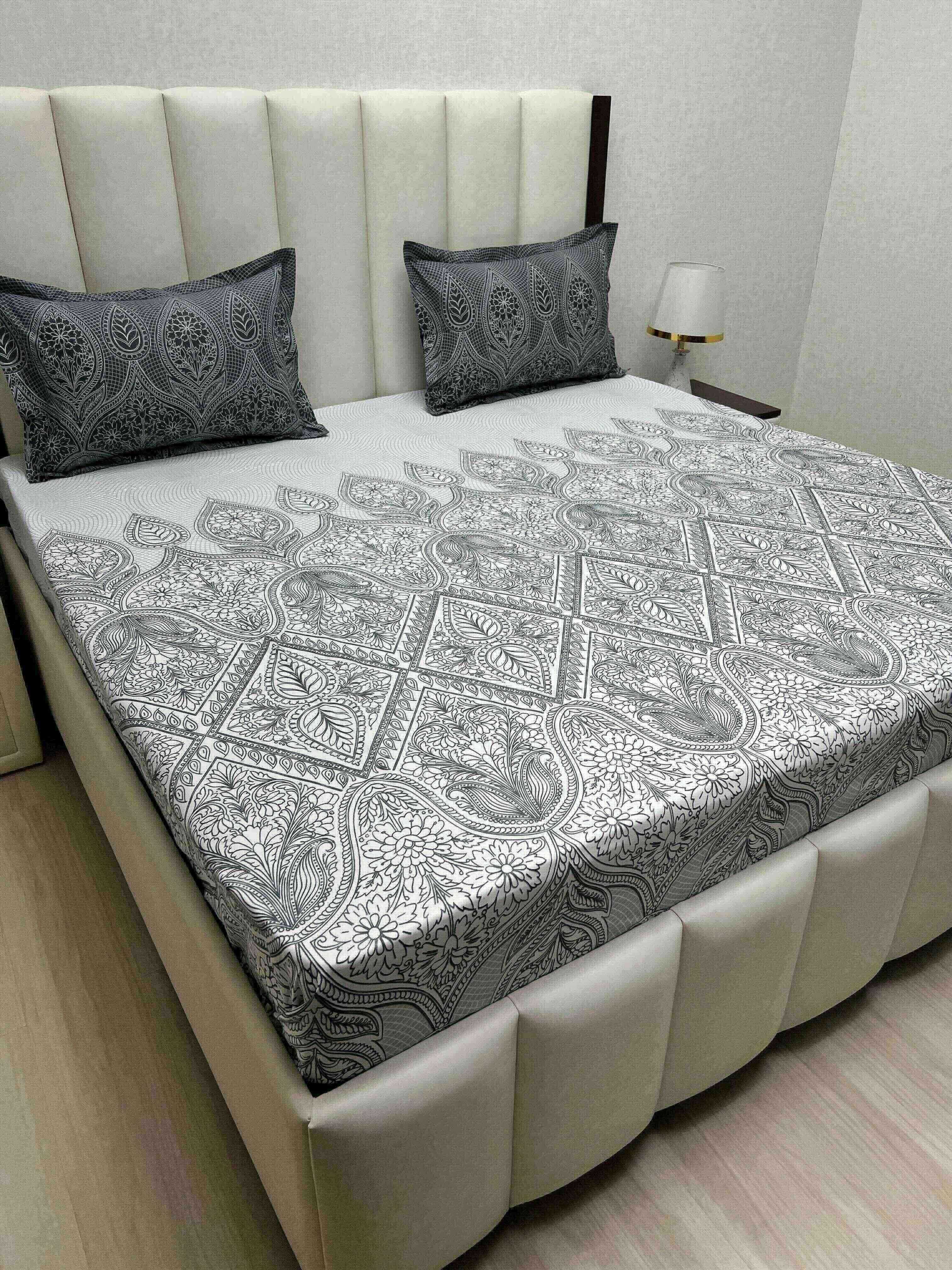 A-4786 - Pure Cotton 210 TC King Size Double Bedsheet (274X274) with Two Pillow Covers (50X76)